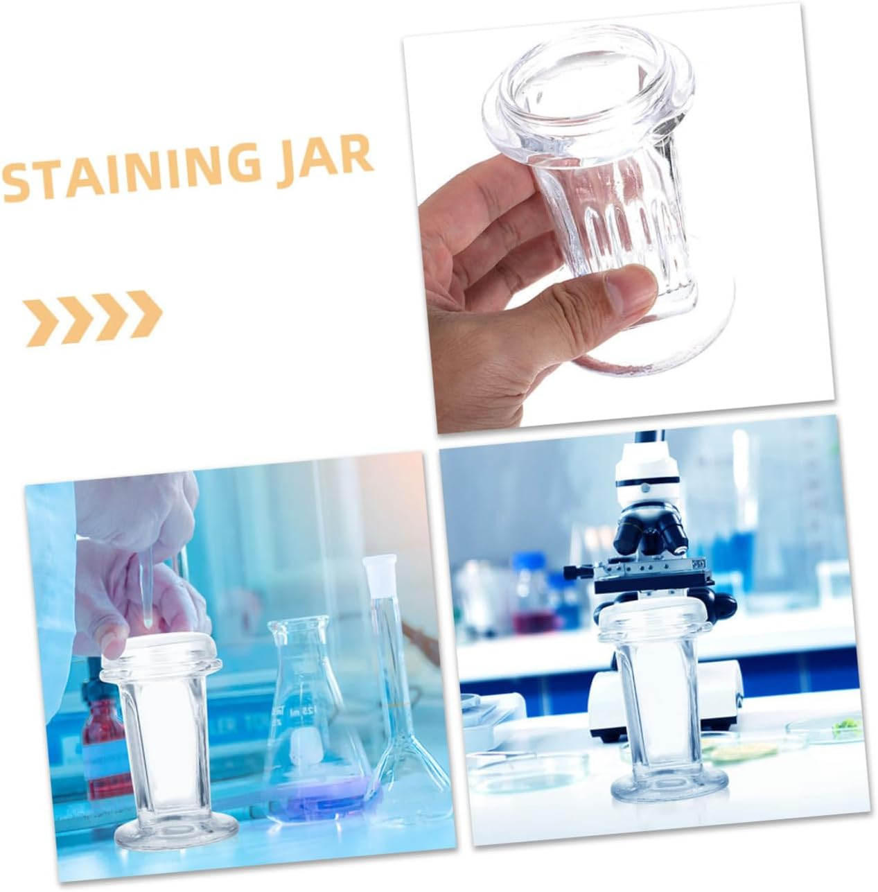 Gatuida 3Pcs Glass Lid Staining Jar Holds 5 Microscope Slides, Clear Glass Staining Jar for Cell Samples Histology and Clinical Labs 60Ml image number 5
