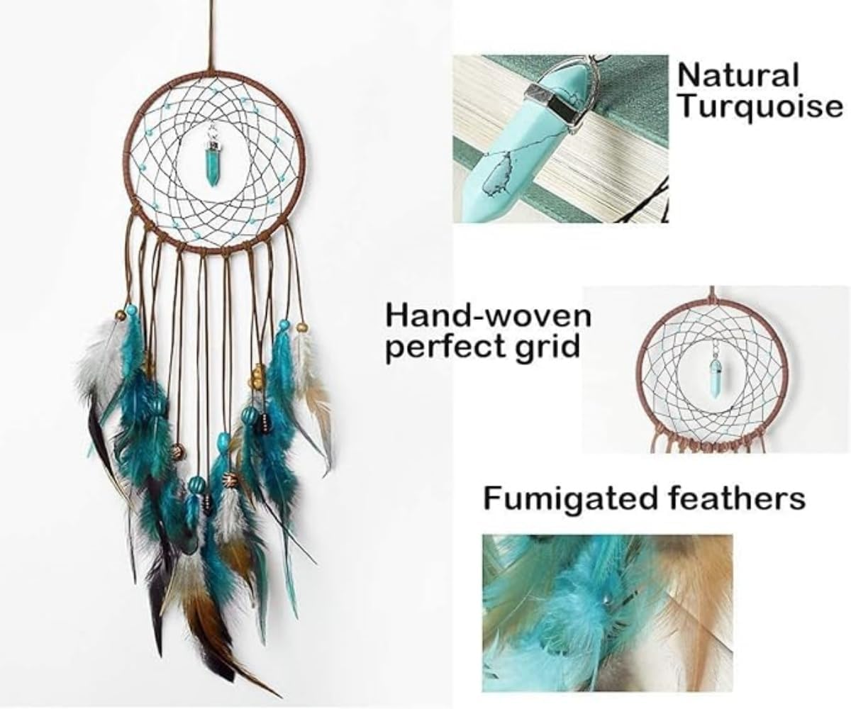 2 Pack DIY Feather Dream Catcher Kits Turquoise Wall Hanging Boho Decor Handmade Dream Catcher for Adults and Dream Catchers Wall Decor ﻿ image number 6