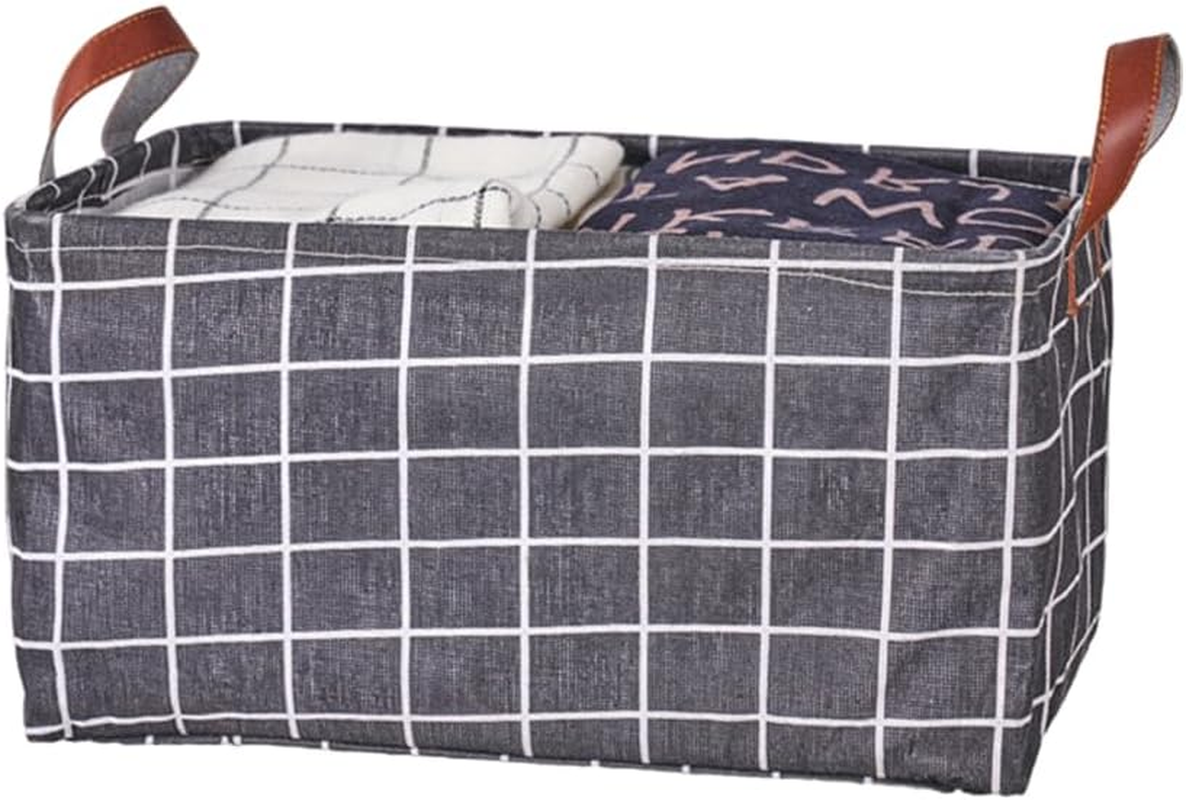 AIMALL 2PCS Cotton and Linen Storage Basket, Large Capacity Waterproof and Moisture-Proof Storage Box for Socks, Cosmetics, Clothes, Toys, 14.9 X 10.23 X 9 Inches, Multi-Purpose Organizer