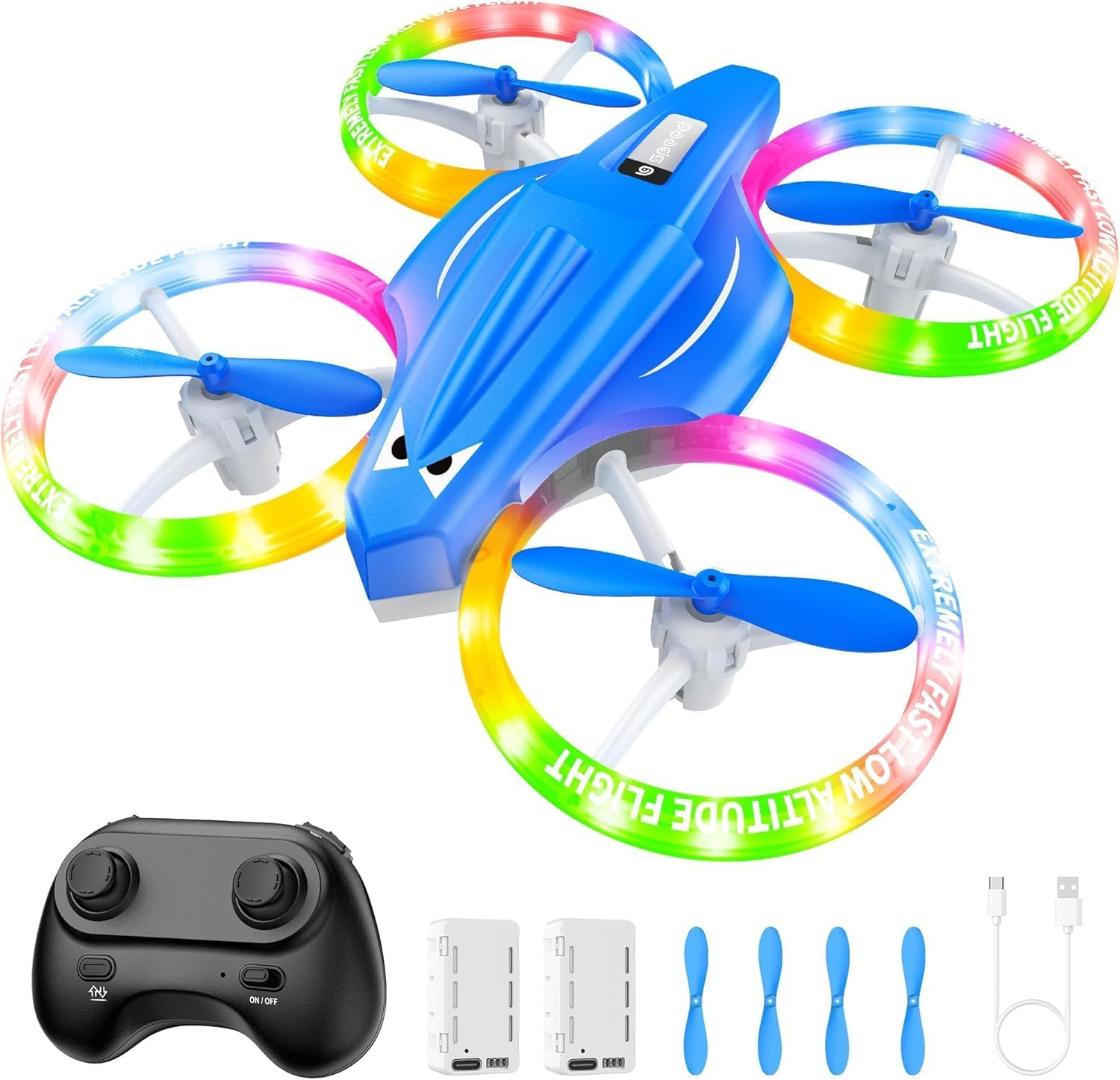 Drones Toys for Kids with Cool Light, 3D Flip, Altitude-Hold, Self-Rotation, Headless Mode, 3 Speed Modes, One-Click Take-Off/Landing, Mini Drone for Christmas, Beginners, Indoor image number 4