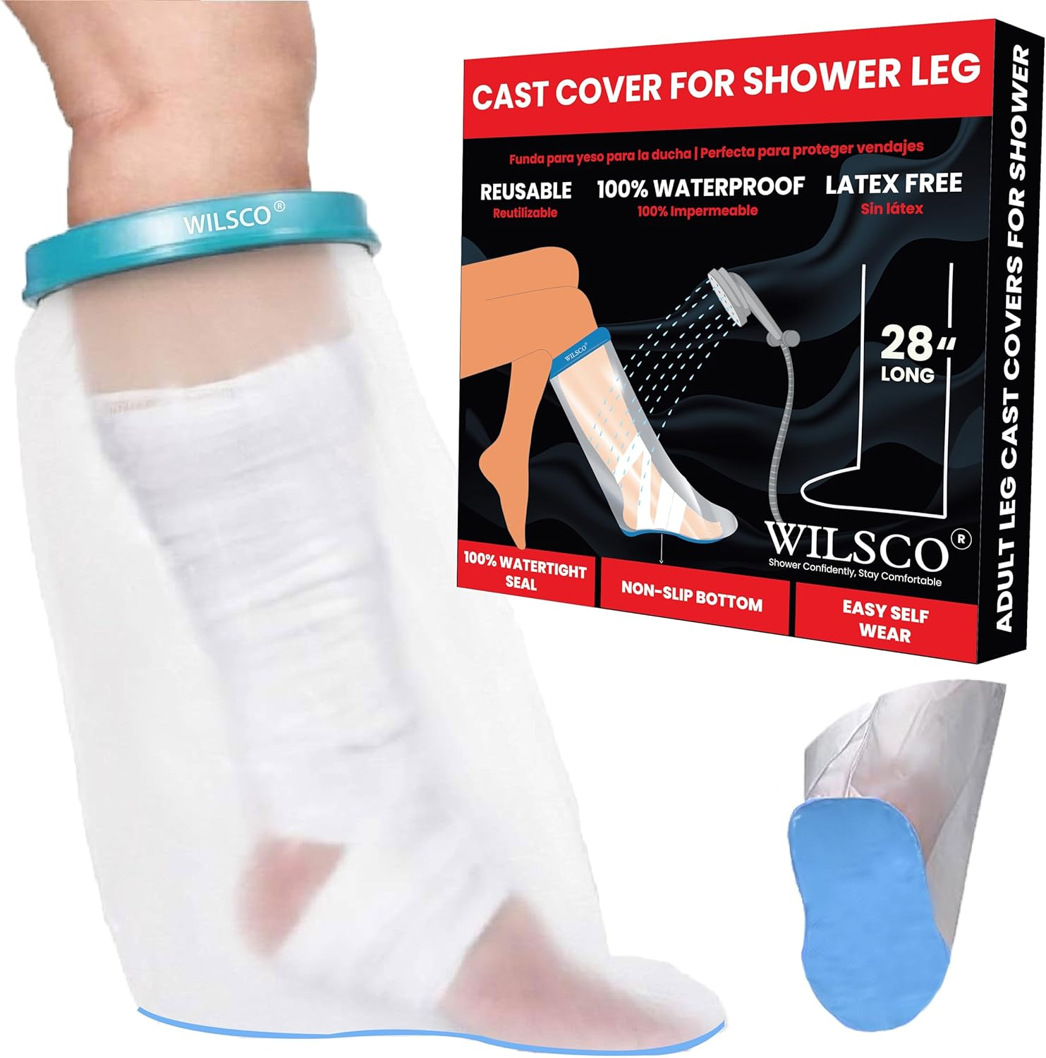 Waterproof Leg Cast Cover for Shower Keep Bandages & Casts Dry in the Shower, Pool, Ocean Fully Submersible + Reusable Keep Sand Out Keep New Tattoos Covered image number 3