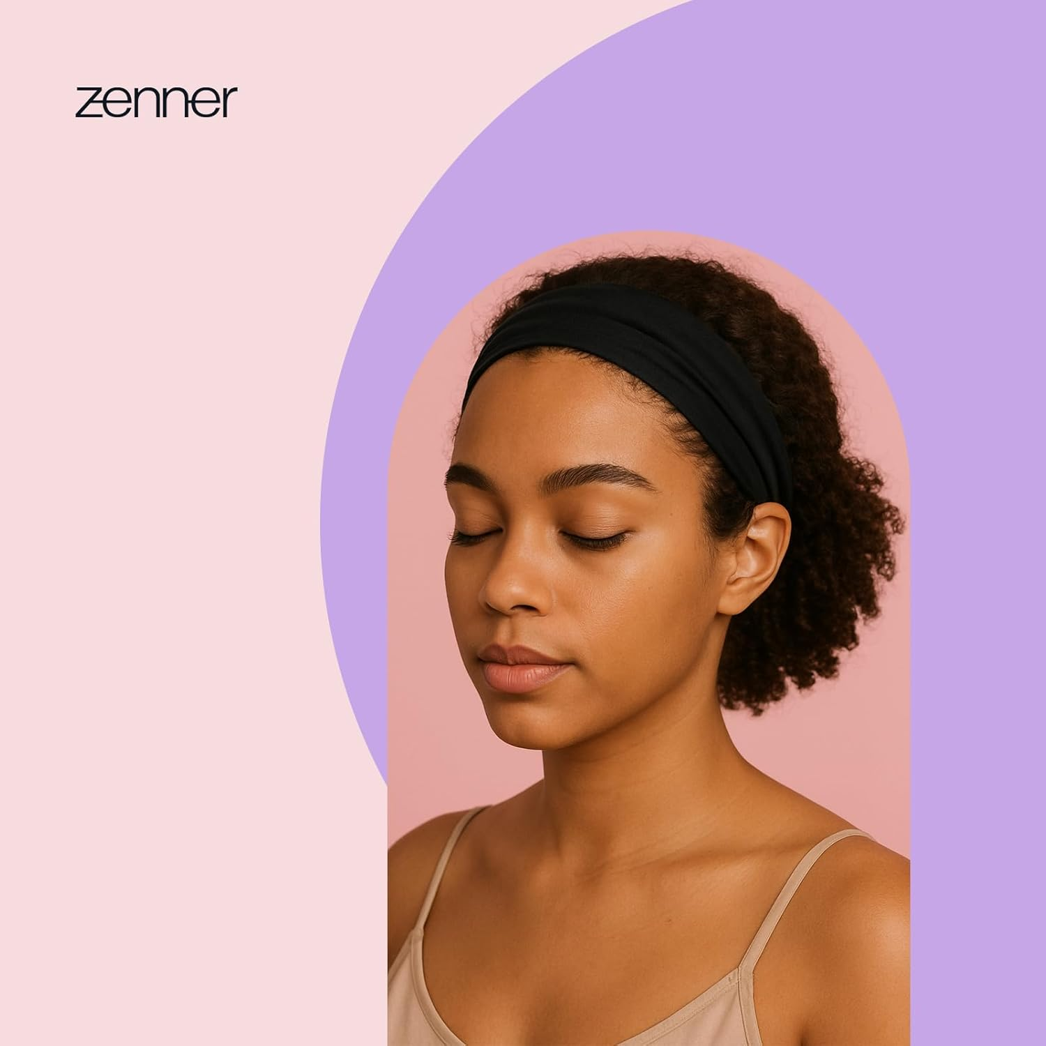 Zenner Black Headband - Recycled Hair Accessory with Twist - Elastic & Lightweight - Comfortable for Everyday Use - Made from Partially Recycled Material image number 3