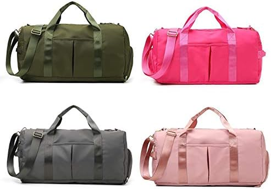 Sports Travel Duffel Bag with Wet Pocket & Shoes Compartment Water Resistant Luggage Packable Weekender Bag for Women and Men Gray 20-35L - Beige image number 6