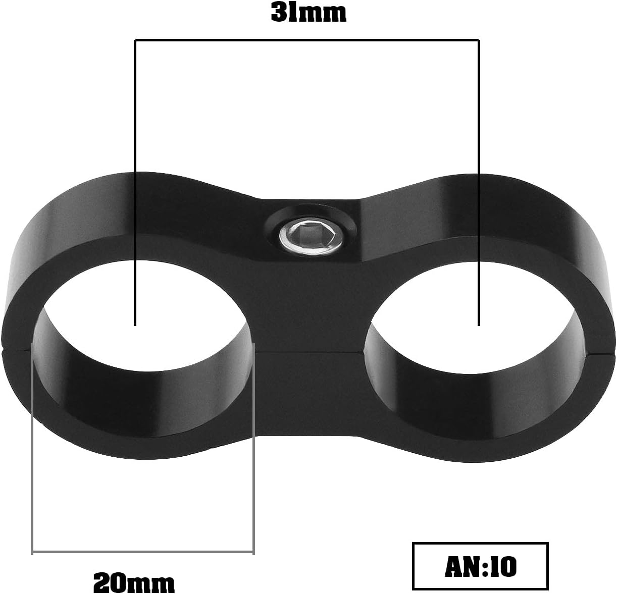 SING F LTD 2PCS AN10 20Mm Hose Separator Clamp Fuel Line Mounting Clamp Divider Hose Fitting Adapter for Fuel Hose Oil/Braking/Gas Pipeline Water Pipe Aluminum Alloy Black image number 1