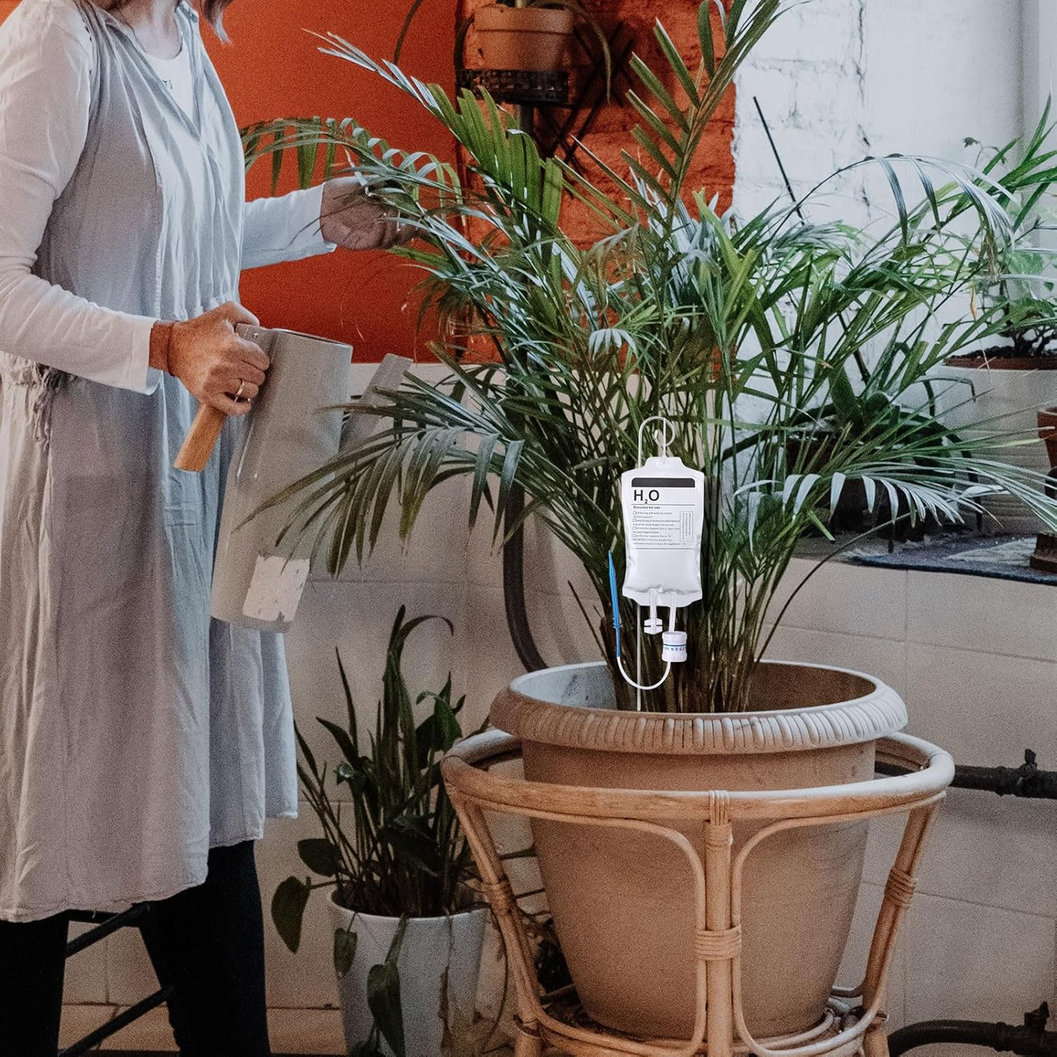 TOYMIS Pack of 2 Plant Life Support Drip, Plant Watering System with Metal Pen, Automatic Watering System, Drip Irrigation, Potted Plants, Automatic Plant Waterer for Plants