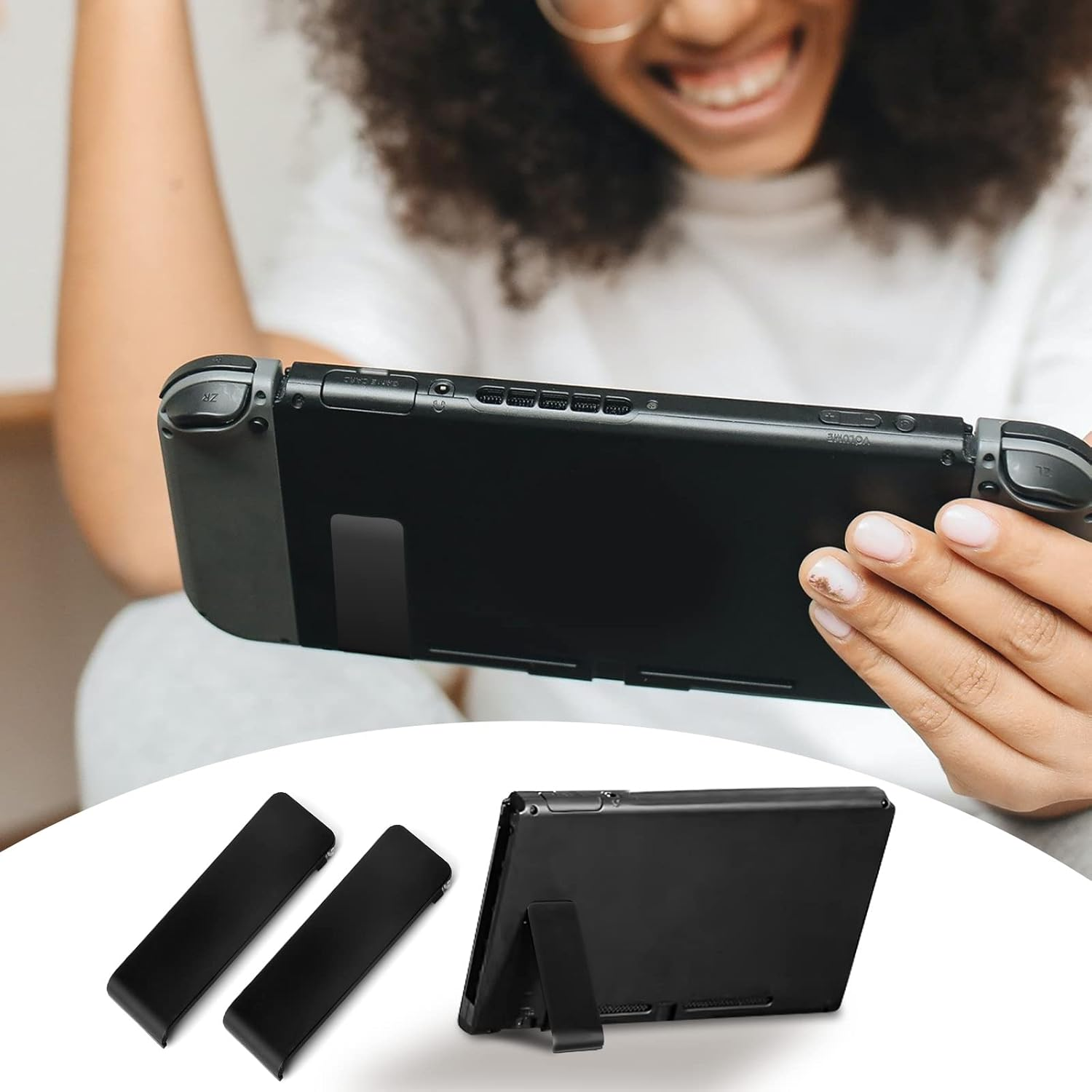 LUTER Back Stand Replacement for Nintendo Switch, 4Pcs ABS Kickstand Compatible with Switch Console (Black) image number 1