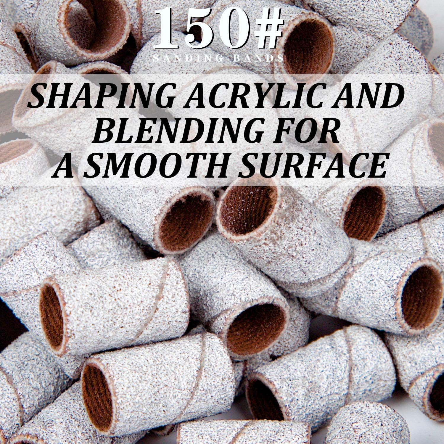 Lavinda Sanding Bands Nail Drill Bits 300Pcs Grits Electric File Nail Sanders Professional Drill Bits Set #80#150#240 Zebra Grinder Band Colorful 3/32" Mandrel Bit for Manicures Nail Drill Machine image number 6