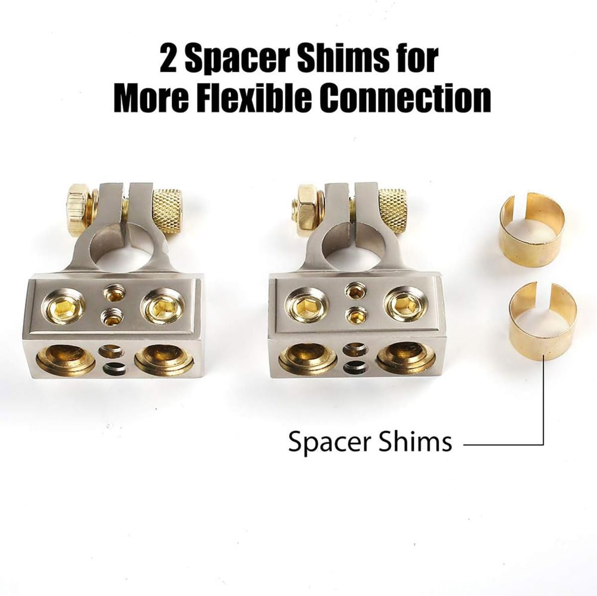 AIMALL Universal Car Battery Terminal Clamps Set Zinc Alloy Post Connectors with Protective Covers Fit 0/4/8/10 AWG Cable for Auto Audio Power Wiring 2.3X1.8 Inch image number 6