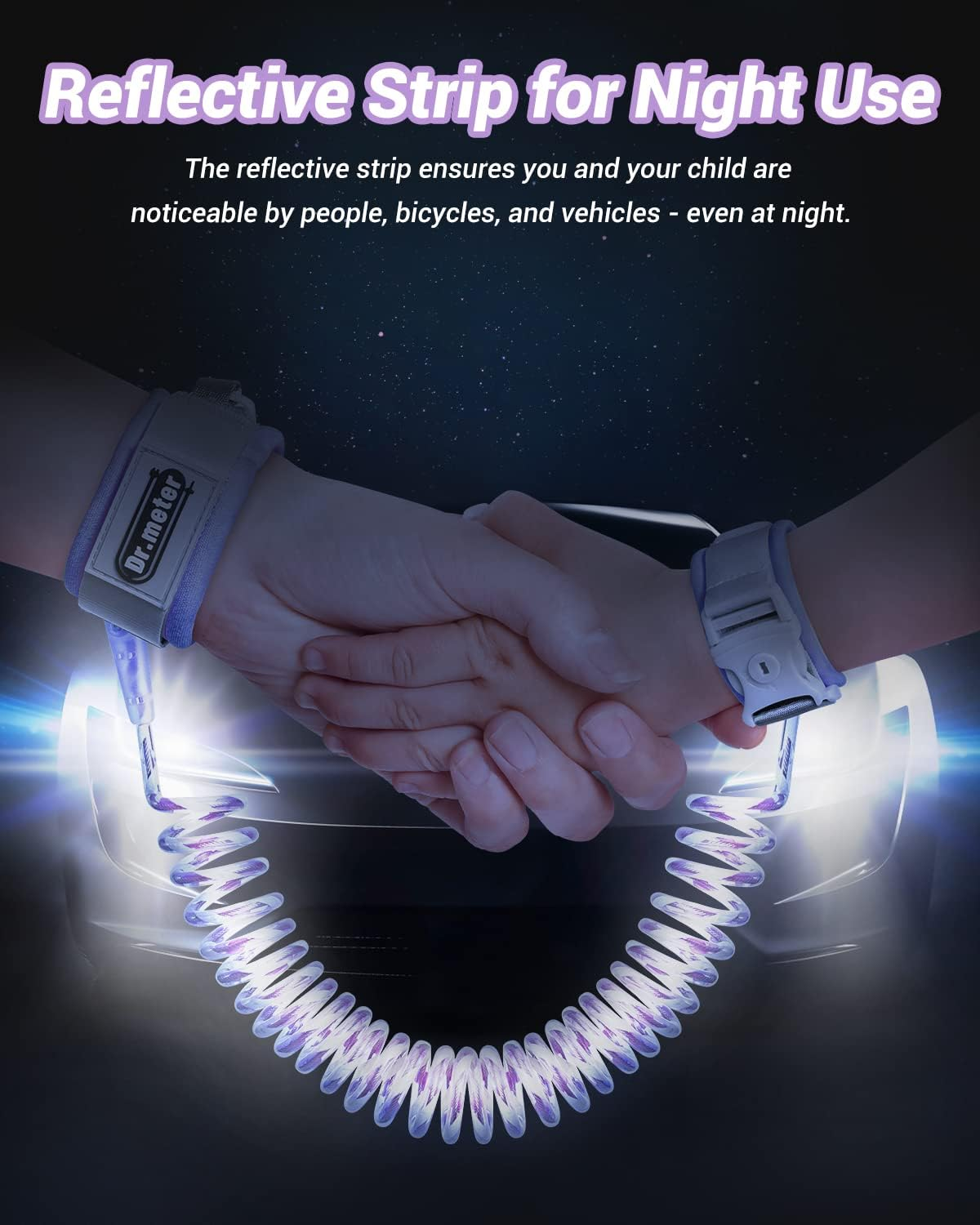 Dr.Meter anti Lost Wrist Link, 2 Pack Toddler Safety Leash with Key Lock, Reflective Child Walking Harness - Dual 8.2Ft Length Pink & Purple Kids Leash for Outdoor, Kids Travel Essencials image number 2