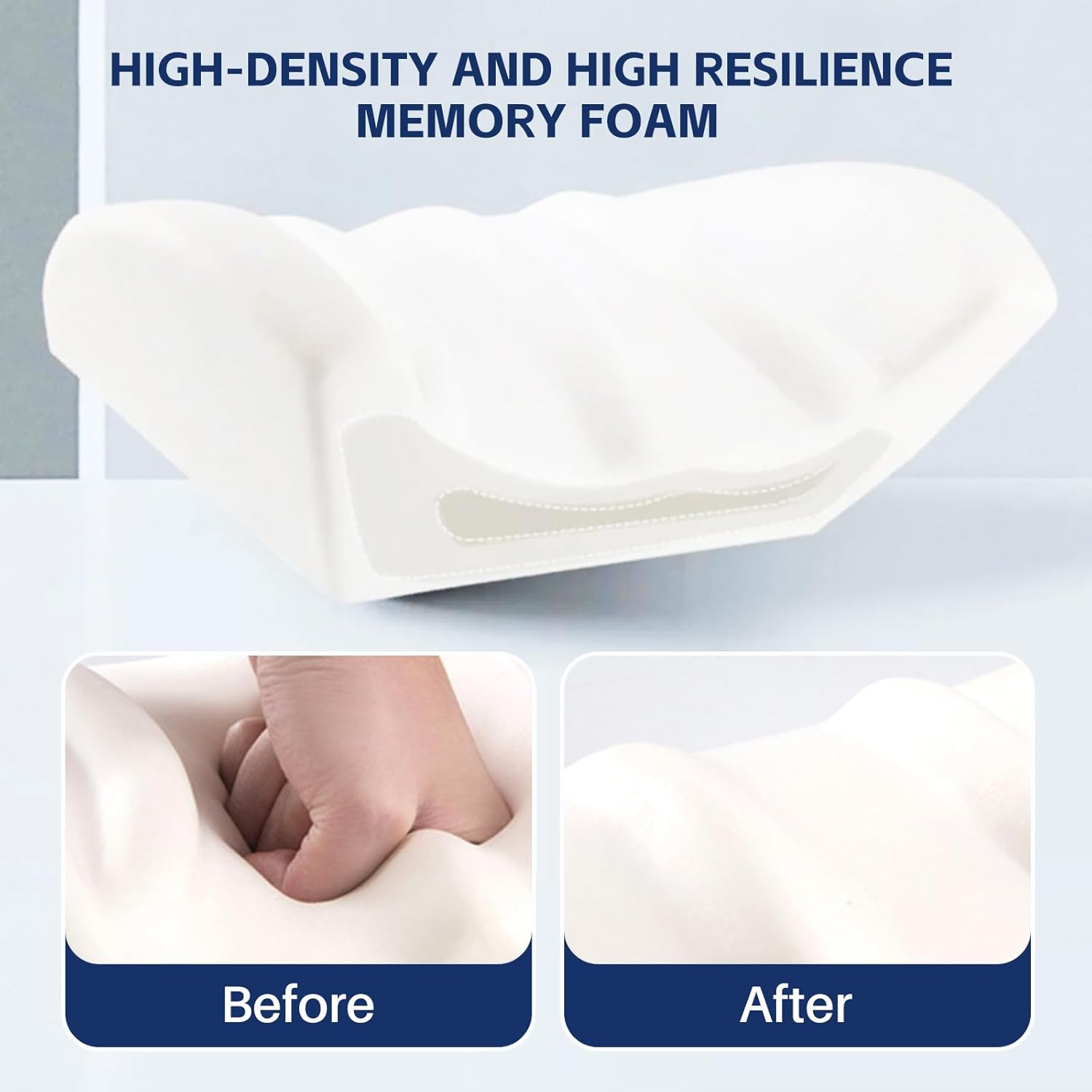 Vivva Memory Foam Lumbar Support with Neck Pillow for Office Chair Car Seat, Breathable Cover Back Support Pillow Back Rest Cushion Office Chair Back Support(Light Grey) image number 5