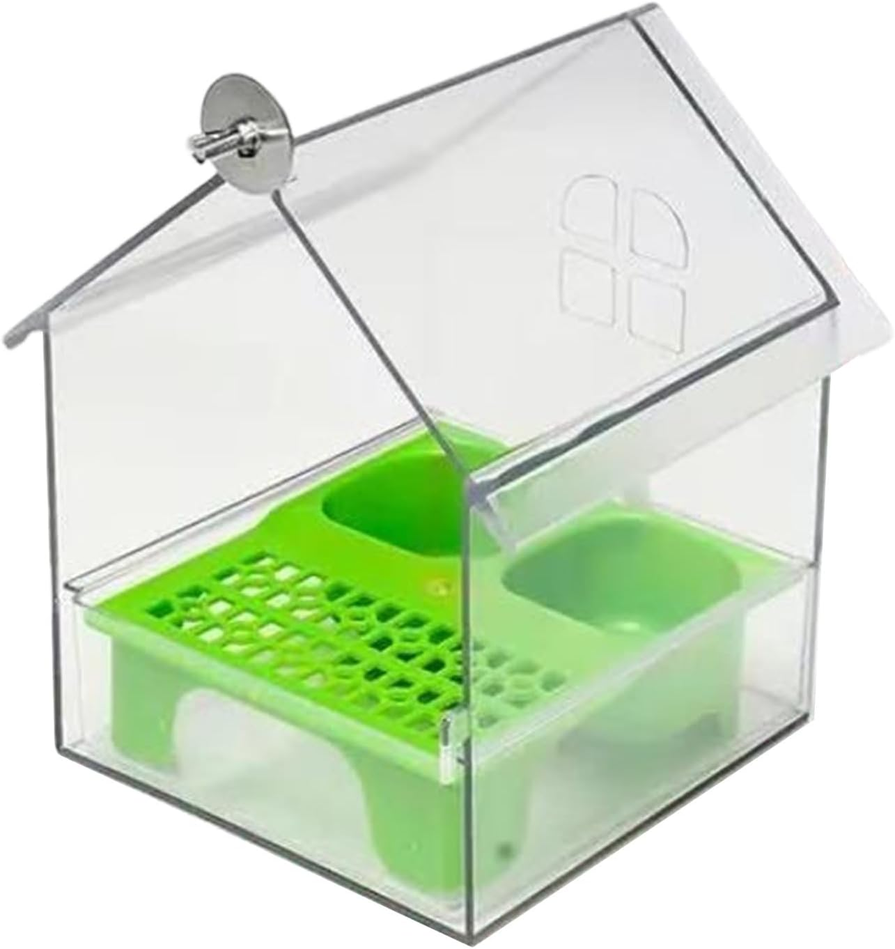 Bird House Feeders for Outdoors, Pull-Out External Parrot Feeder, Transparent Bath Tub Water Dish for Finch Parakeet Hummingbird Parrot Balcony Garden