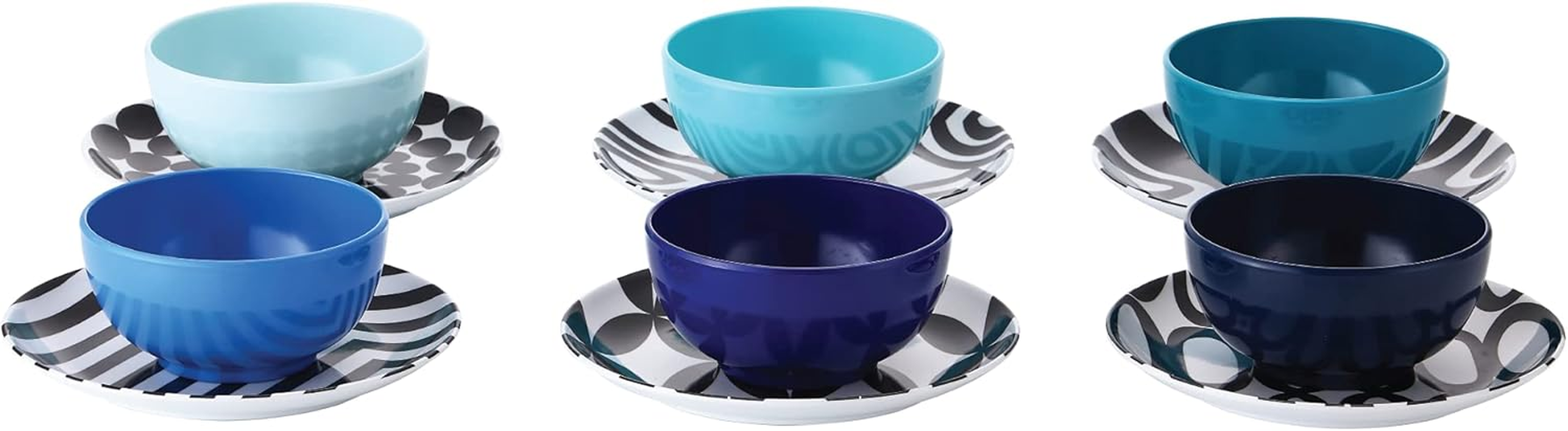 French Bull Melamine Mini Bowls for Snacks, Side Dishes, Dessert, Dipping Sauces or Ice Cream - Colorful Assorted Set of 6-10 Ounce - 4" Bowls - Shades of Blue image number 3