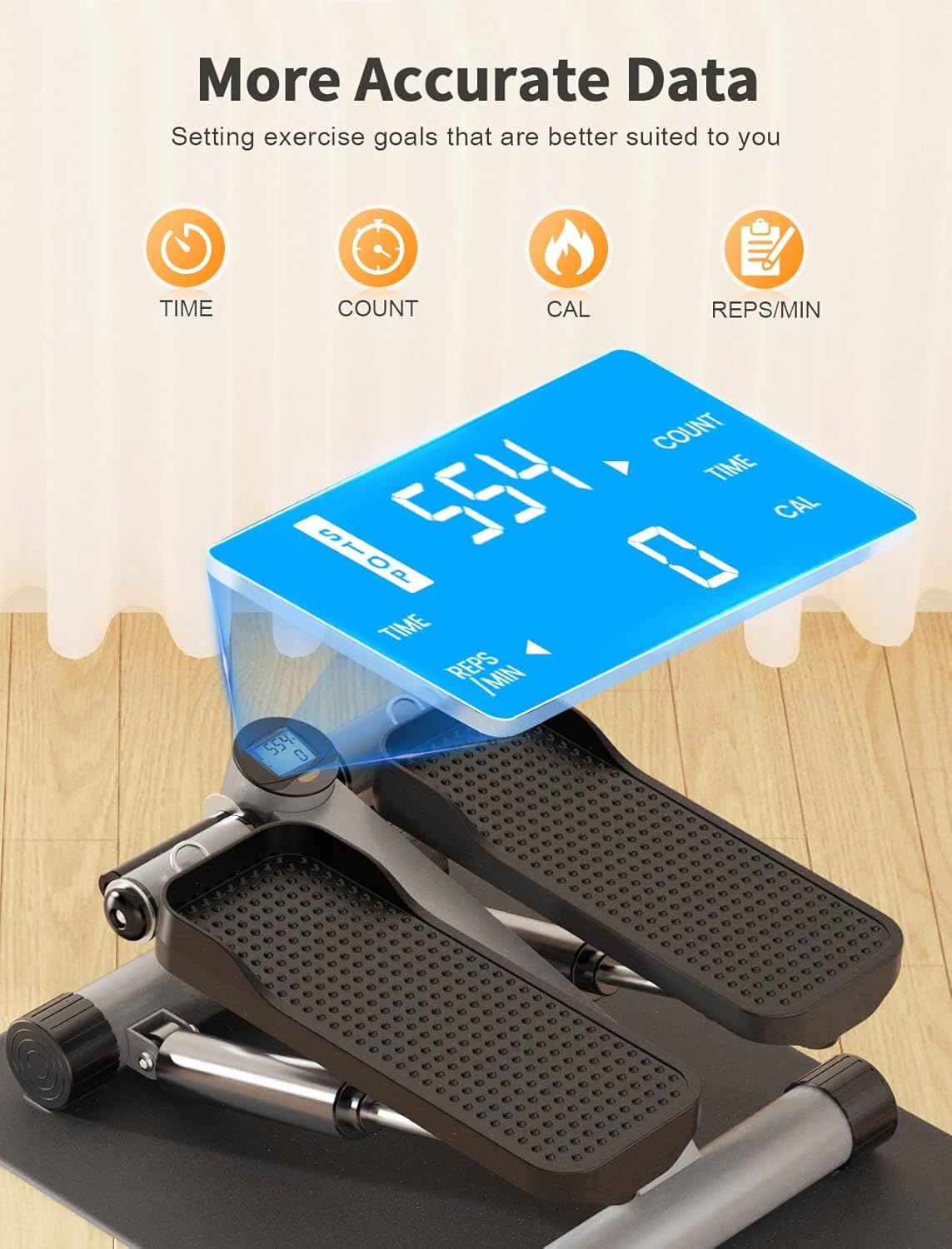 Sportsroyals Stair Stepper for Exercise, Mini Steppers with Resistance Band, Hydraulic Fitness Stepper Exercise Home Workout Equipment for Full Body Workout, 330Lbs Weight Capacity image number 4