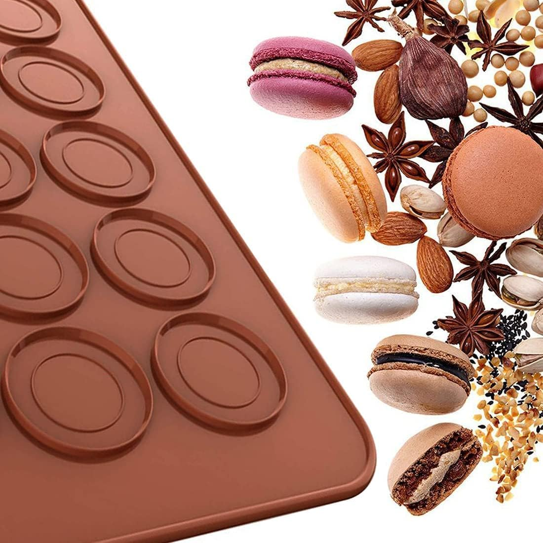 2 PCS 48 Capacity Macaron Silicone Baking Mat Baking Sheet Muffin DIY Chocolate Cookie Mould (2Pcs 48Capavity) image number 3