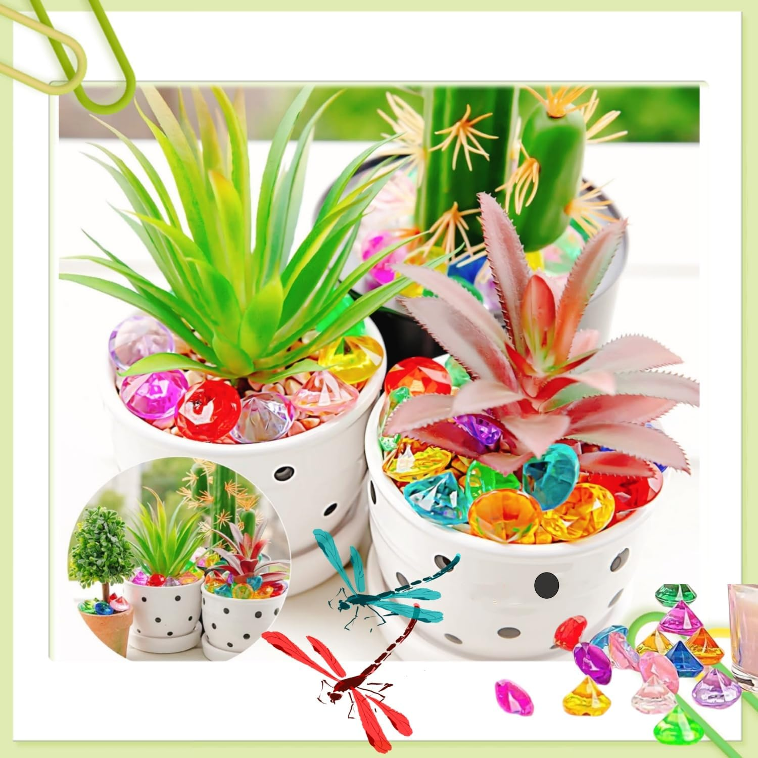 250 PCS Decorative Acrylic Diamonds Gems 0.75 Inch Colored Jewels Treasure Gemstones for Wedding Centerpieces,Party Decorations,Table Scatters,Home Vase Fillers,Birthday,Diving Pool Jewelry image number 5