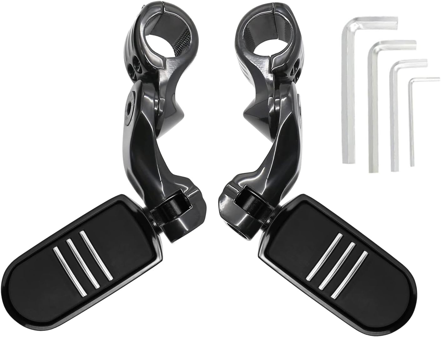 Highway Pegs Foot Rest Fit for Harley Sportster Dyna Touring Street Glide Road Glide Road King Electra Glide with 1.25 Inch Highway Bar (Black) image number 2