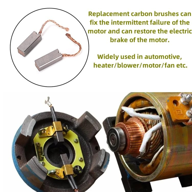 Ruimou 2Pcs Electric Motor Carbon Brushes (21.6 * 8 * 6.8Mm) Wire Length 35Mm for Fan Heater Blower Motor and Various Automotive Applications image number 2