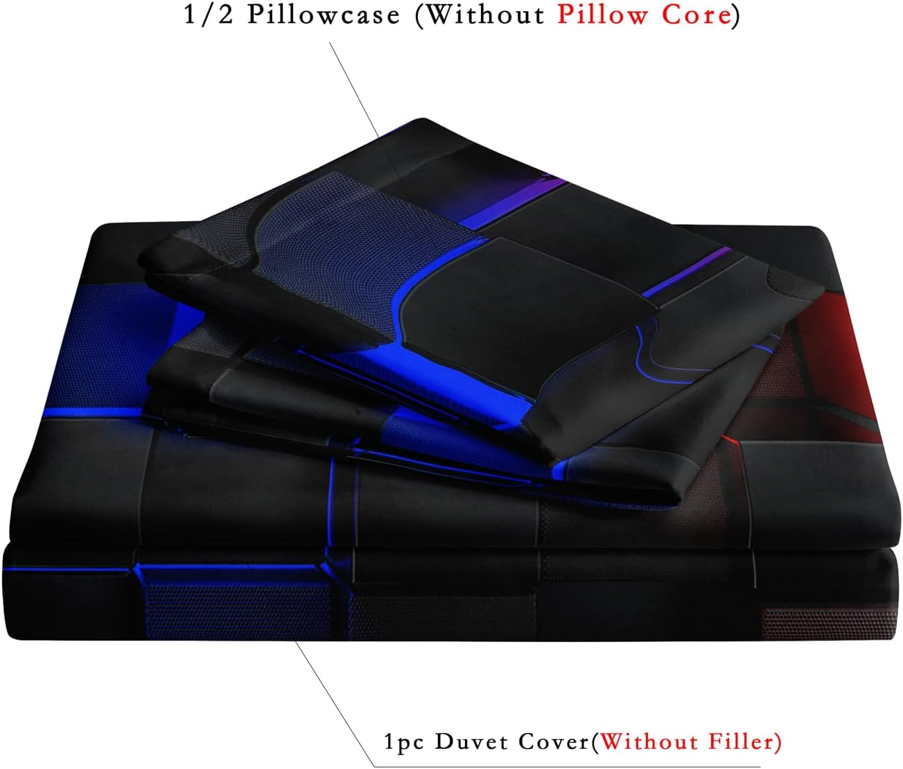 Checkered Duvet Cover Set Twin Size, Red and Blue Grid Printed Quilt Personalized Geometric Square Grid Bedding Set Modern Abstract Check Quilt Cover for All Season (1 Duvet Cover + 2 Pillowcase) image number 5