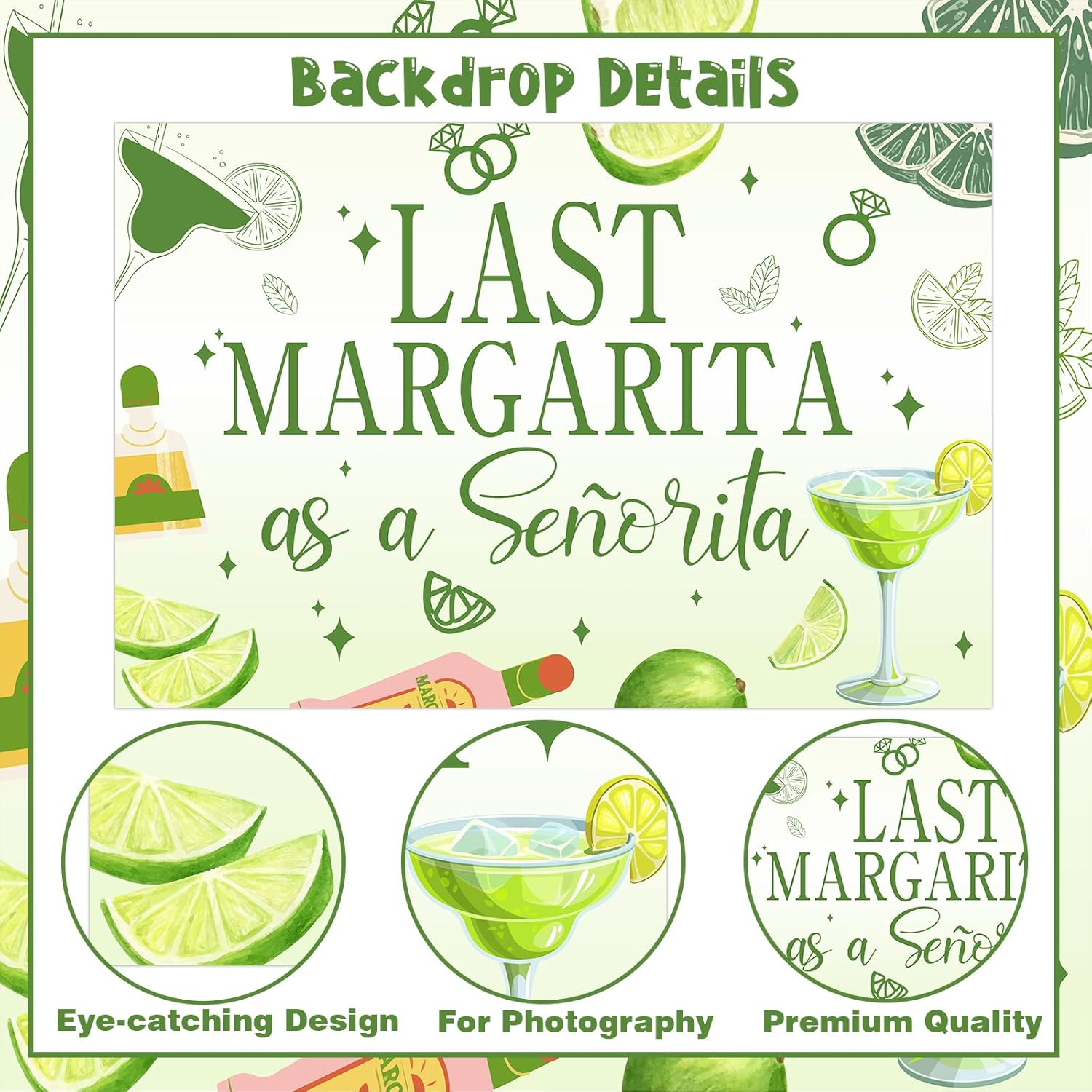 Wonmelody Margarita Bachelorette Party Decorations 5*3 Ft Last Margarita as a Senorita Backdrop Banner Mexican Fiesta Bachelorette Decor for Final Fiesta Bachelorette Bridal Shower Tequila Hen Party image number 4