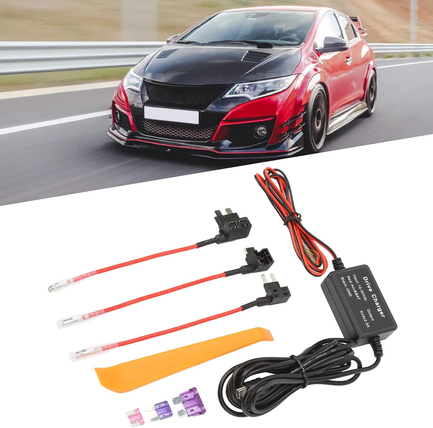 Dash Cam Hardwire Kit, MINI USB with High Performance Dash Cam Hardwire Kit Hardwire Kit for GPS Navigator image number 5