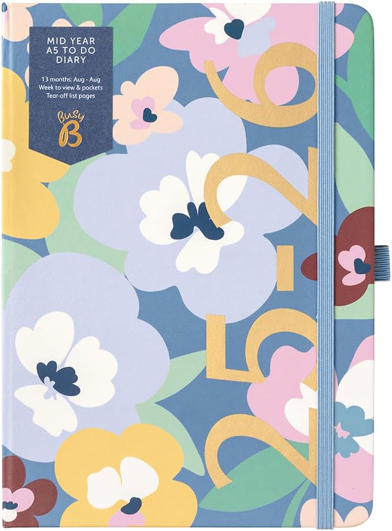 Busy B A5 Diary - Mid-Year Academic Diary - Aug 25 - Aug 26 - Floral Print - Weekly Planner with To-Do Lists, Notes, Week-To-View, 3 Pockets, Year Planner & Elastic Closure image number 4