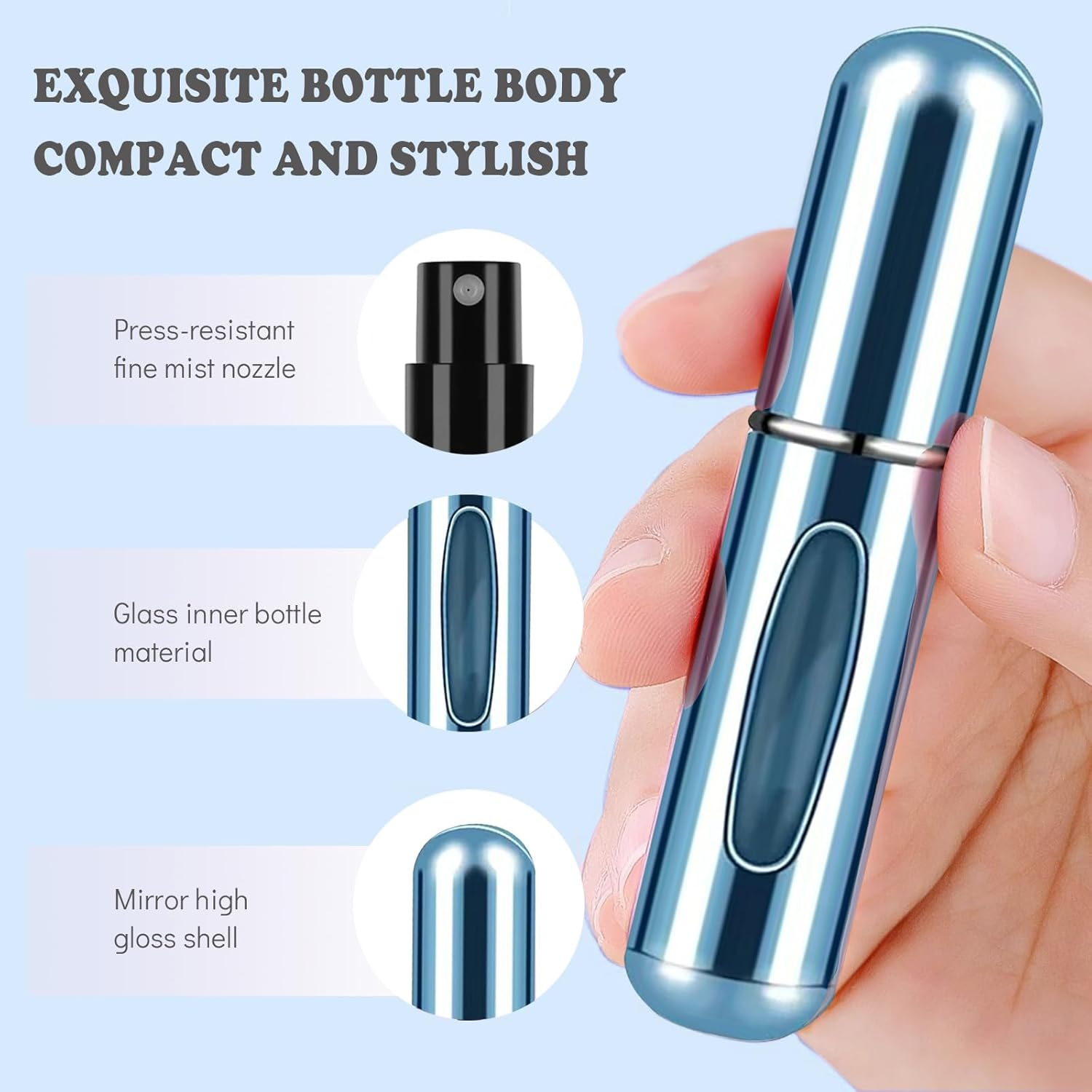 Home Harbor Pack of 4 Perfume Atomisers 5 Ml, Travel Mini Portable Perfume Bottles, Atomiser Pocket Atomiser, Empty Spray Bottle with Window, Spray Bottles for Air Travel image number 3