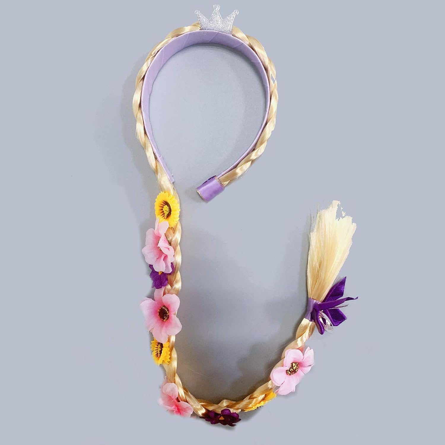 Tatibana Princess Dress up Wigs, Princess Rapunzel Long Braided Wig Headbands with Tiara Flowers Adorn for Girls Costume Accessories, 29 Inch image number 2