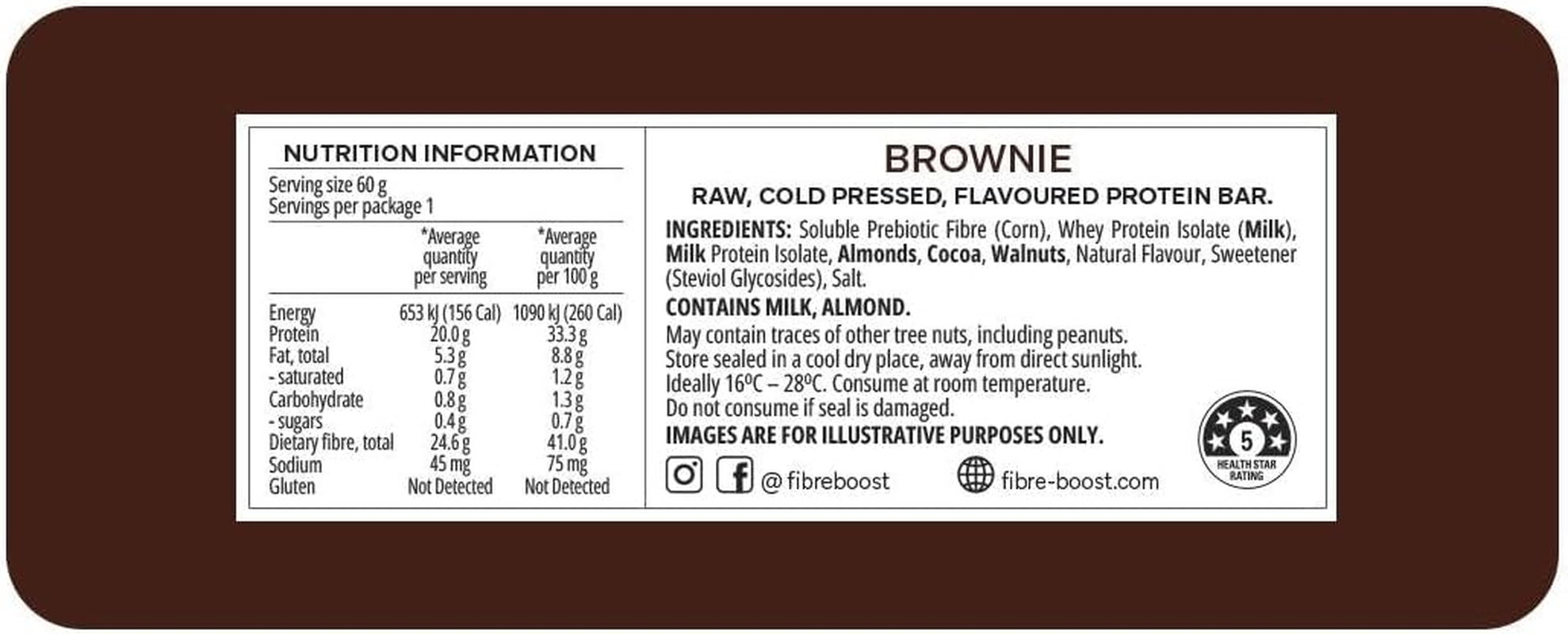 Fibre Boost Cold Pressed Brownie Flavoured Protein Bar image number 1