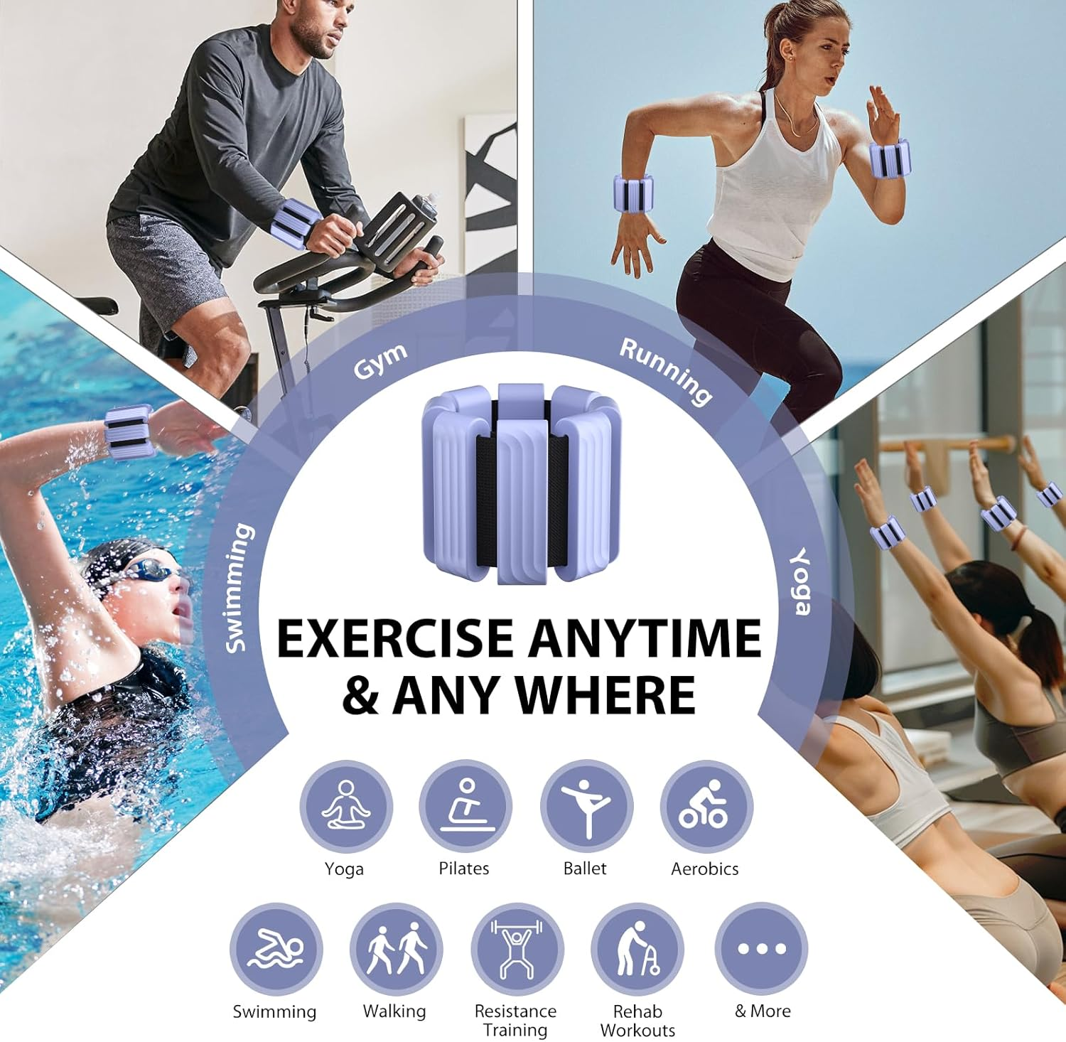 Adjustable Ankle Weights for Men-Pilates Wrist and Weighted Bangles for Women,2 Lbs Weighted Arm Bands Foot Leg Weights for Walking,Yoga, Training,Exercise, Running,Set of 2 image number 3