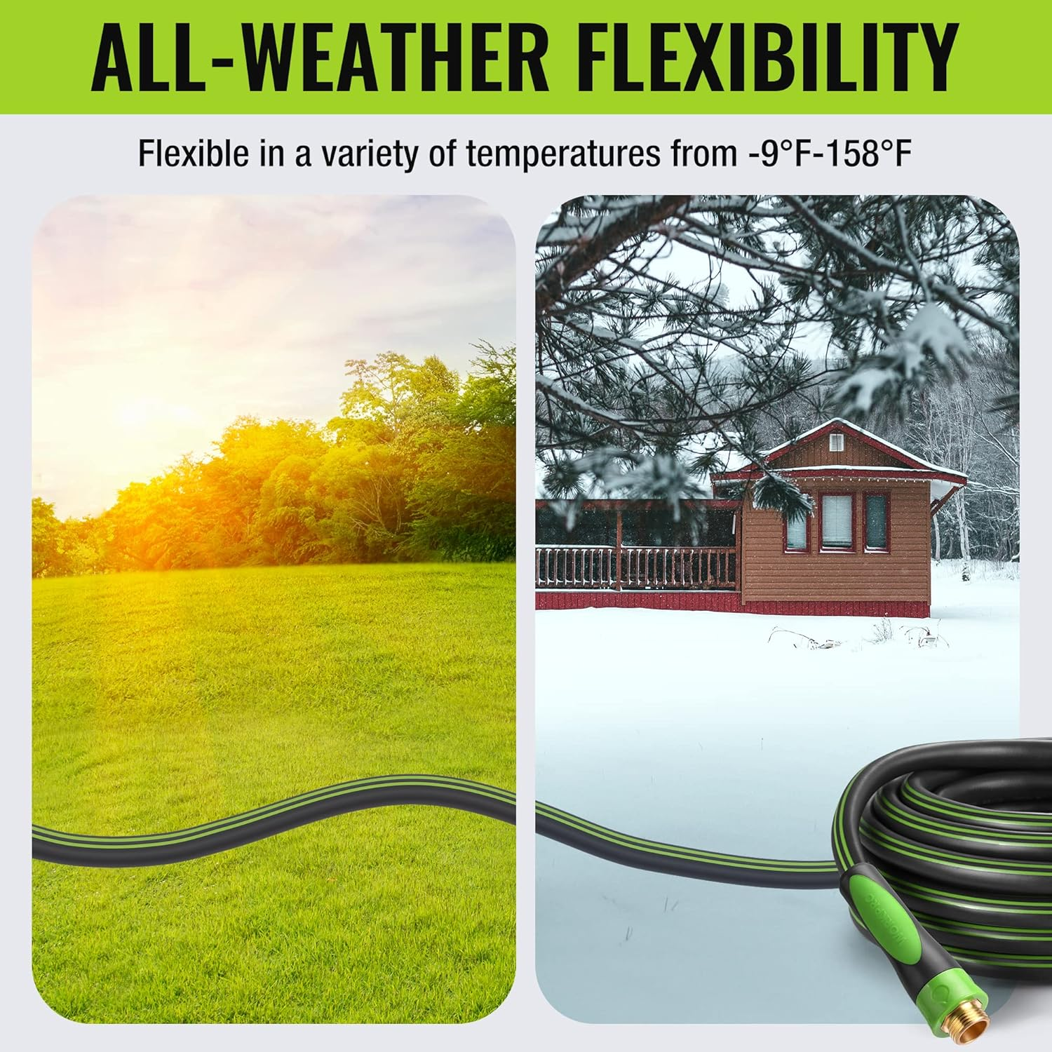 WORKPRO 5/8 in X 50 FT Garden Hose, Heavy Duty, Flexible, Lightweight Water Hose with 360&deg; Bi-Material Rotation Handle, 3/4" GHT Solid Brass Fittings, for Outdoor, Lawn, Garden & Yard, Car Wash image number 1