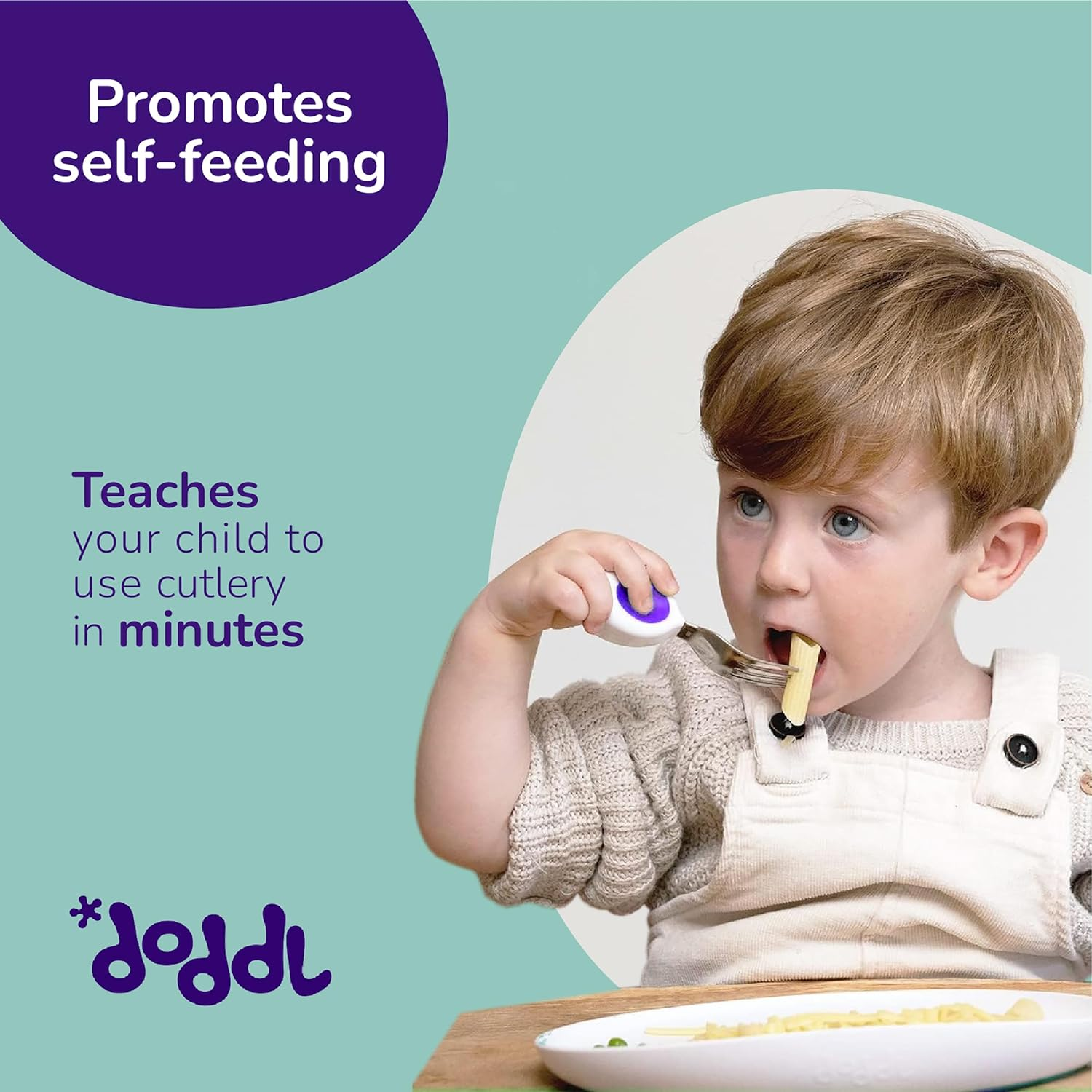 Doddl Baby Toddler Cutlery Set | Self-Feeding Spoon & Fork | Ergonomic 12M+ Kids Set | BPA Free | Easy Grip | Baby Led Weaning | Build Confidence & Fine Motor Skills | Indigo image number 5