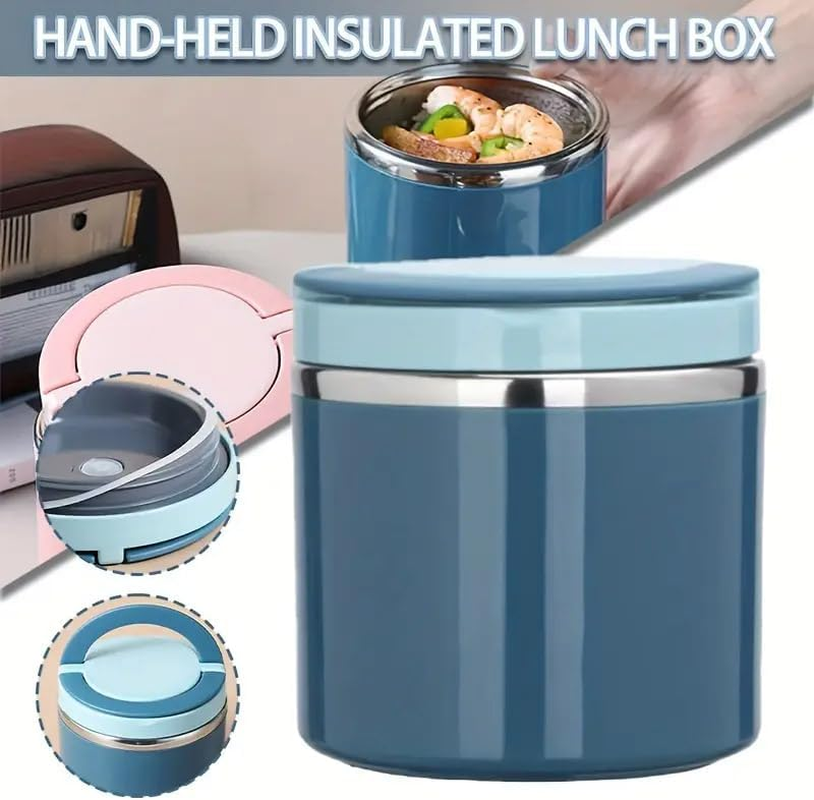 AIMALL Stainless Steel Insulated Lunch Box &ndash; Portable Thermal Food Jar, 4.4 X 4.6 Inches, Large Capacity Soup and Breakfast Cup, Leak-Proof, Green/Pink/Blue image number 5