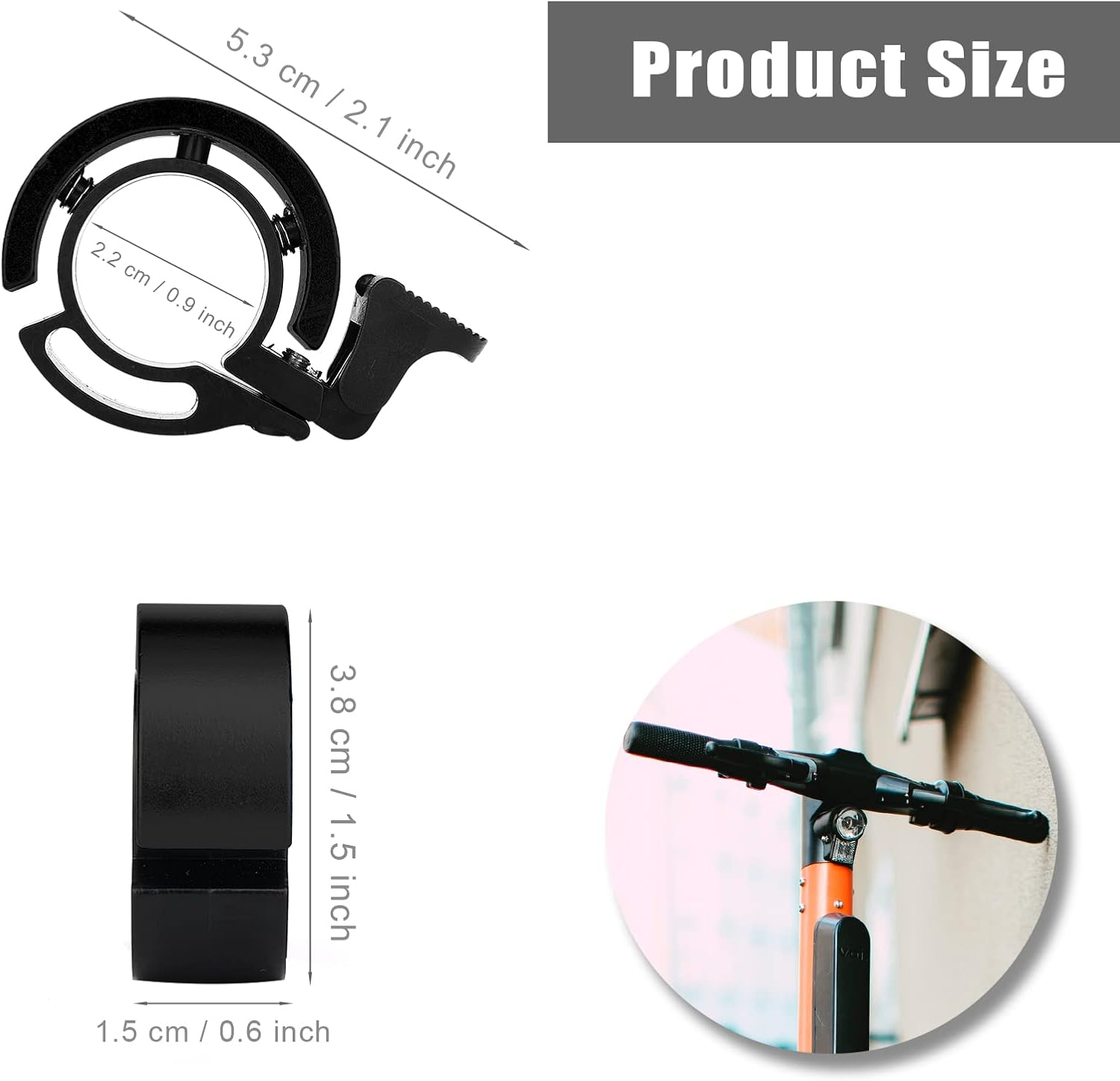 SAVITA 2Pcs Bicycle Bell, Innovative Aluminum Bicycle Ring Q Design Bike Ringer Loud Sound Bike Bell for Electric Bike Mountain Bike, Compatible with 0.875-0.898Inch Bike Handlebar image number 4