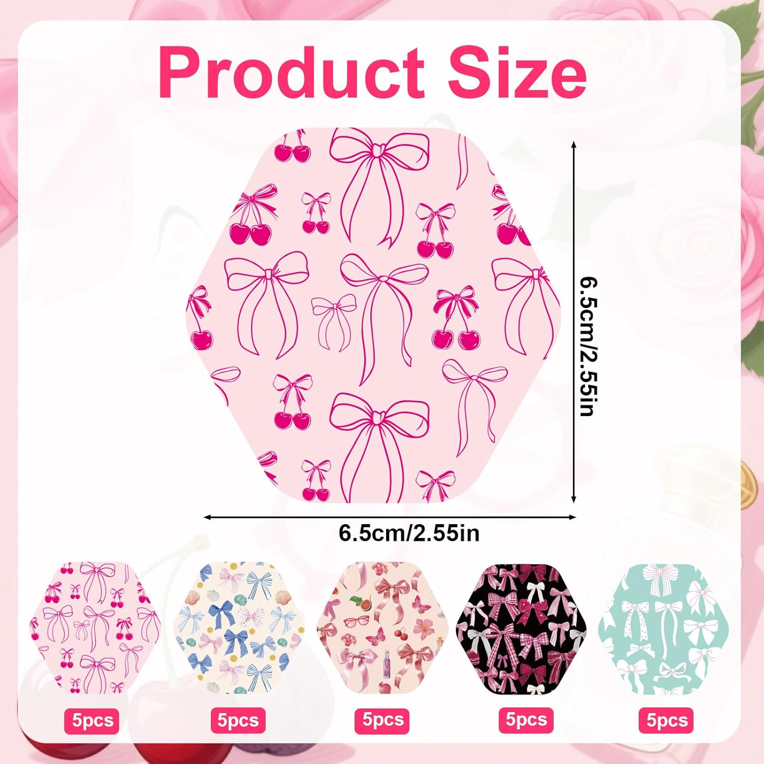 25Pcs Sensor Covers for Libre 2/3, Non-Woven Fabrics Bow Style Adhesive Sensor Stickers Breathable Sweatproof Waterproof CGM Monitor Patches Compatible with Libre (5 Styles) image number 1