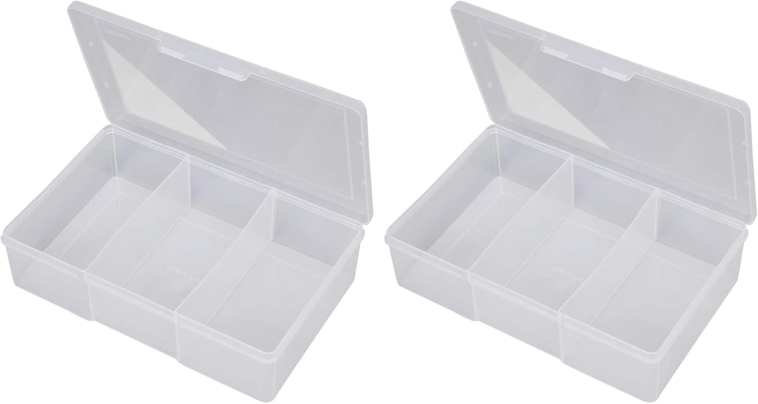 Fischer Plastic F1H-090 3 Compartment Storage Box, Clear image number 1