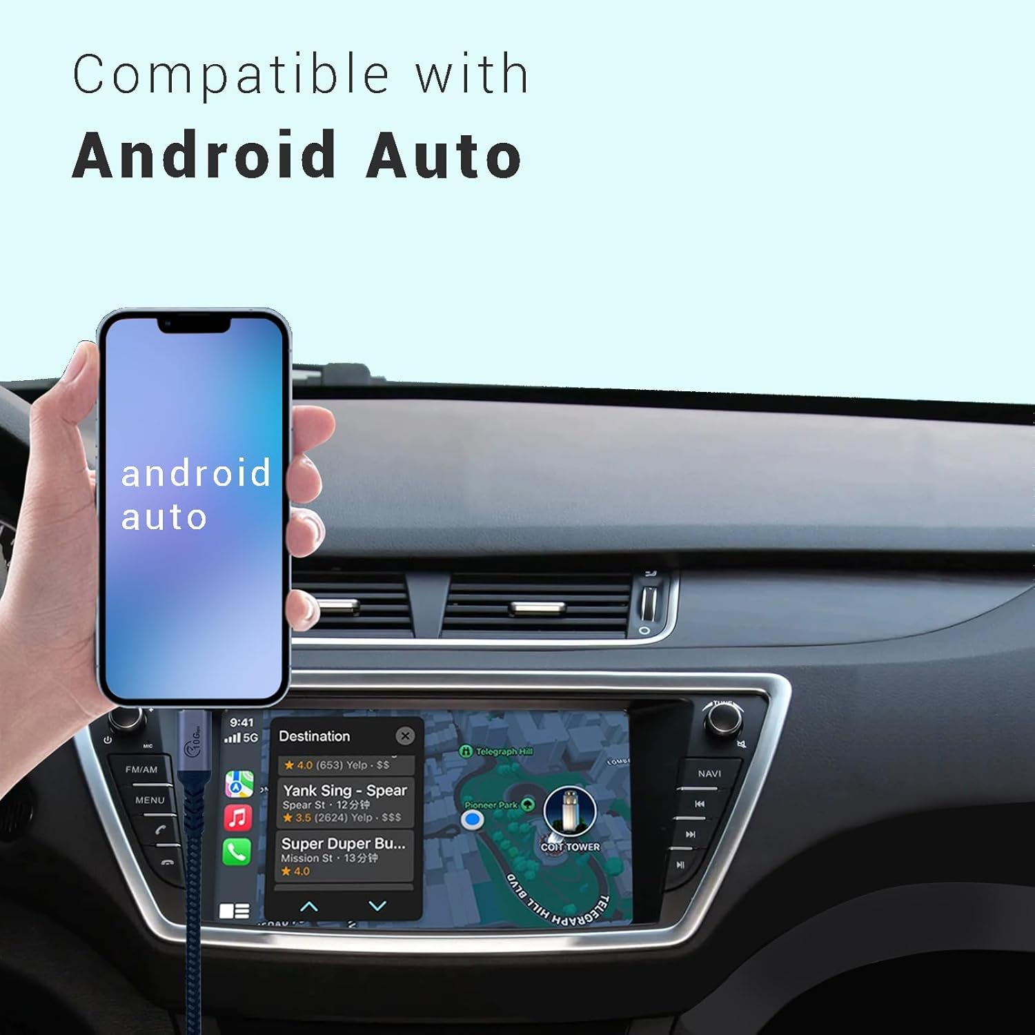 Android Auto USB C Cable 10Gbps 1FT 2 Packs, SUMPK USB C 3.1 Gen 2 Cable 3A Fast Charging Compatible with Galaxy S21 S20 S10 S10E Note 20, Pixel 6 5 image number 4