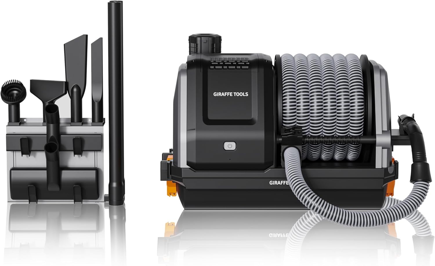 Giraffe Tools Grandstorm Vacuum Cleaner with 10M Retractable Hoses, Wall Mounted, Wet Dry Vacuum Cleaner with 6 Nozzles for Car Detailing Normal Version, Grey, No Remote Control image number 1