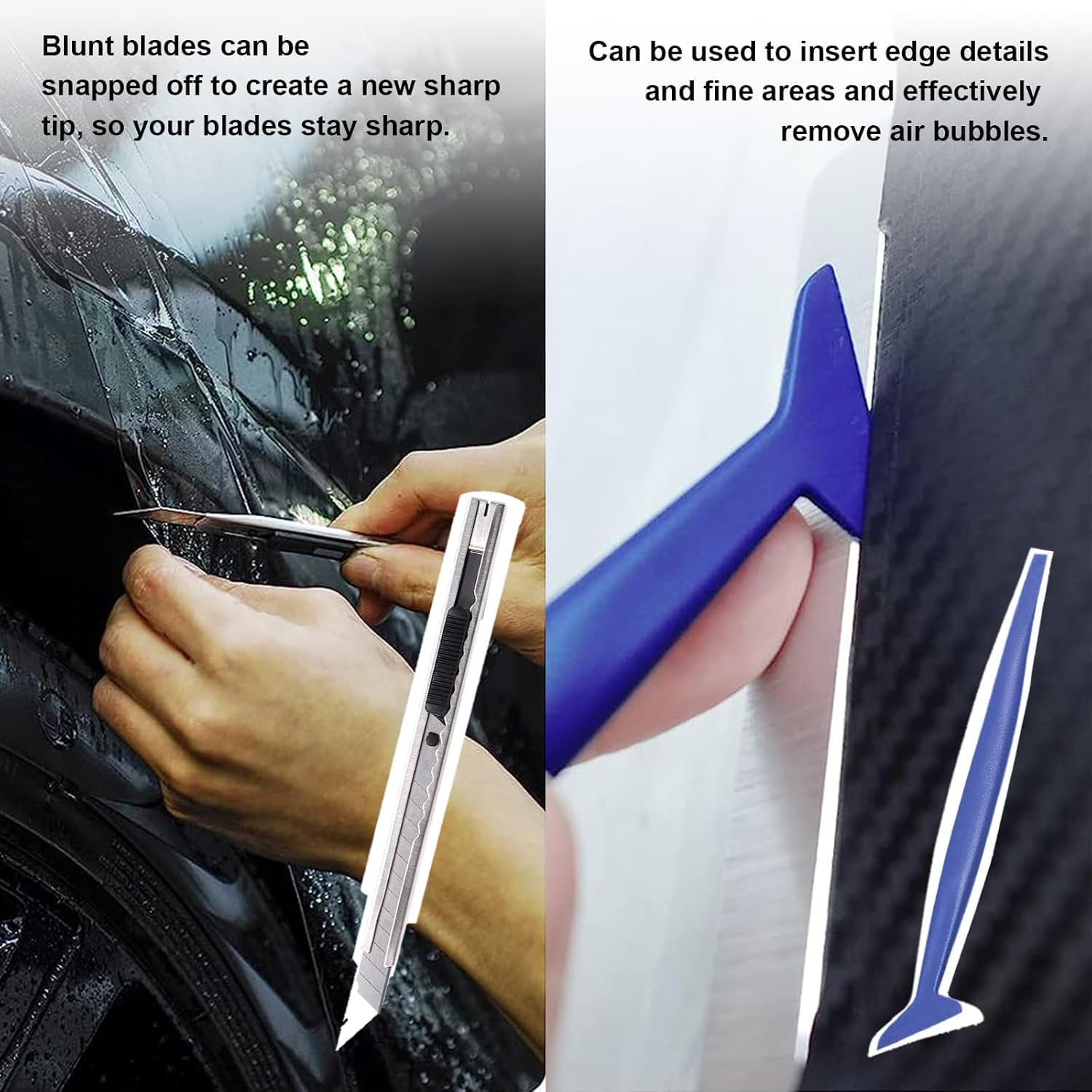 HENWUBEI 15 PCS Vehicle Vinyl Wrap Window Tint Film Tool Kit, Car Window Film Tinting Tools, Vinyl Wrap Kit Includes Felt Squeegee, Blades, Membrane Cutter, Edge Trimming Squeegee (Blue) image number 1