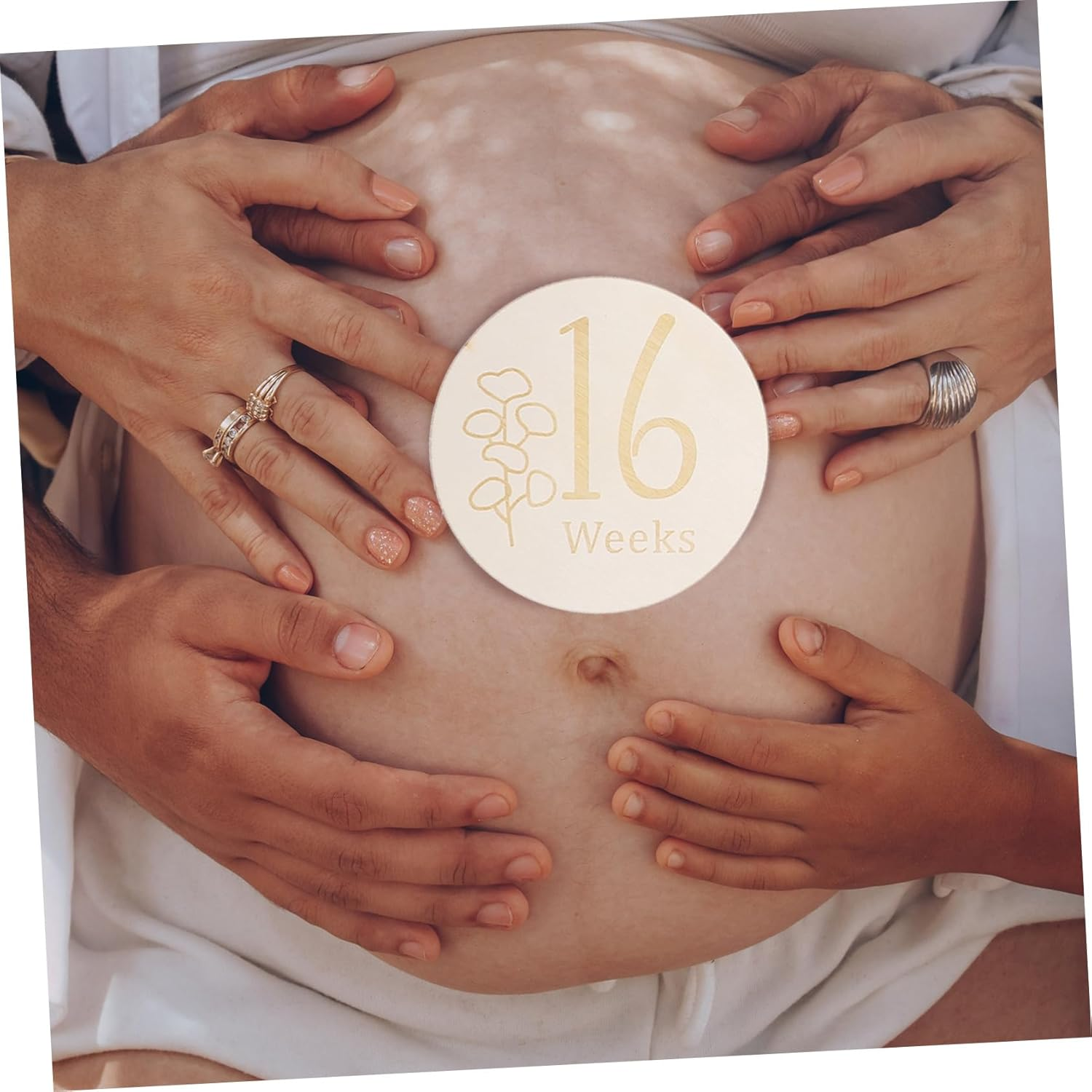 GALPADA Wooden Pregnancy Milestone Discs Set 11Pcs Double-Sided Baby Weekly Milestone Signs for Newborn Photo Props for Tracking Growth during Pregnancy Journey image number 6