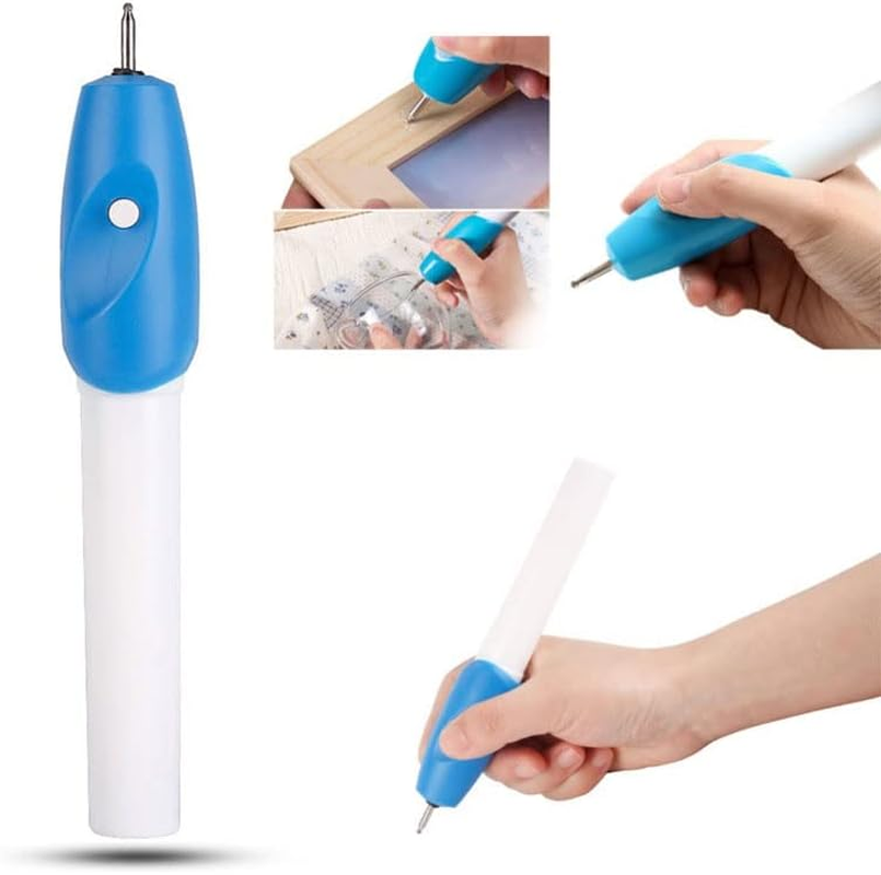 AIMALL Electric Micro Engraver Pen &ndash; Cordless Engraving Tool for Metal, Wood, Jewelry, Glass, and Plastic, Portable Battery-Powered Engraving Pen, Blue & White image number 5