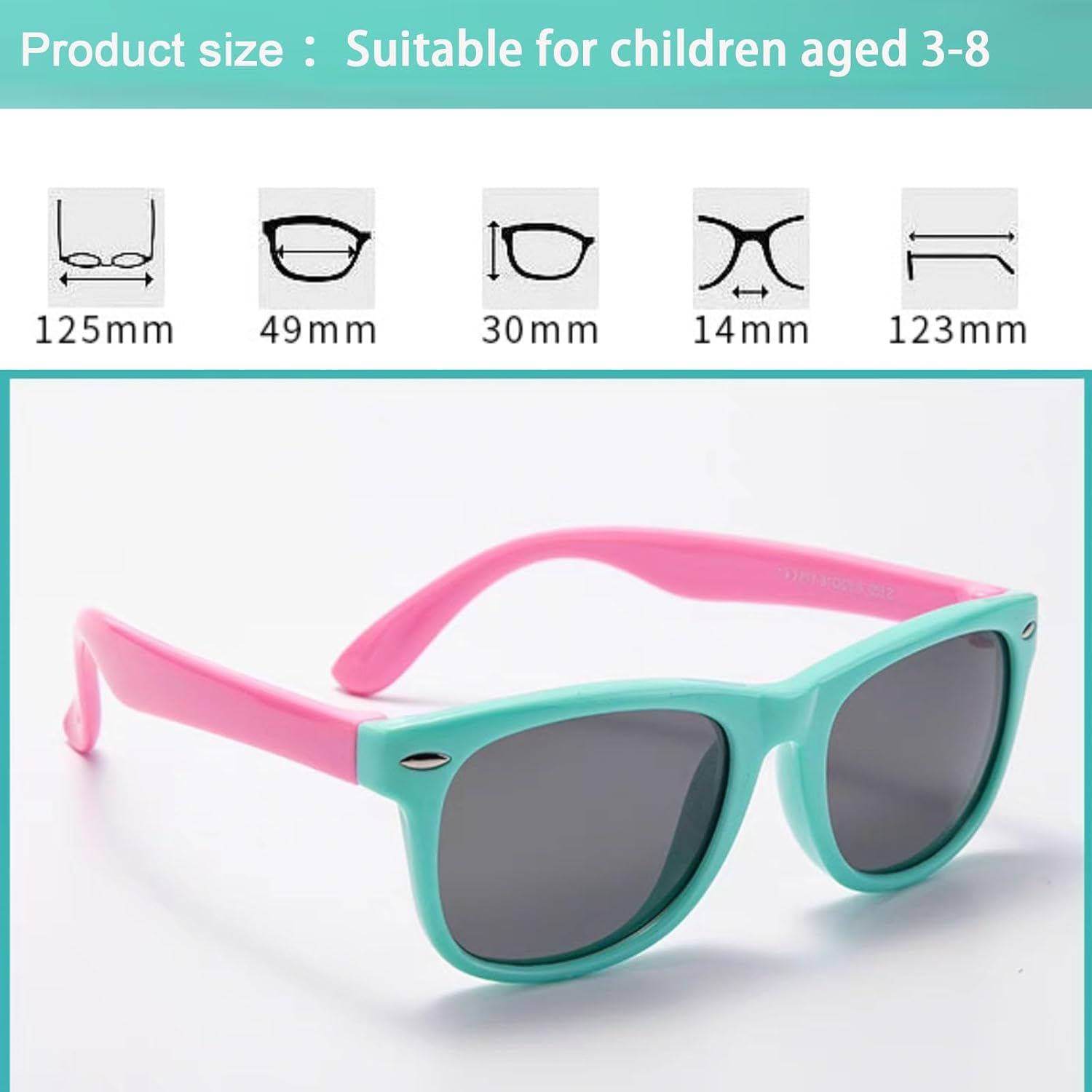3 Pack Kids Polarized Sunglasses for Girls Boys, Stylish Polarized Sunglasses,Elastic Rubber for Toddlers Kids Party Outdoor Activities image number 2