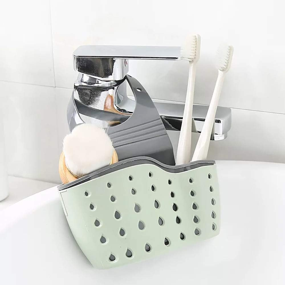 Sink Sponge Holder, Kitchen Adjustable Organizer Sink Caddy Drain Basket Gadget Hanging Strainer Organizer, Pink - 1, Green,Pink image number 7