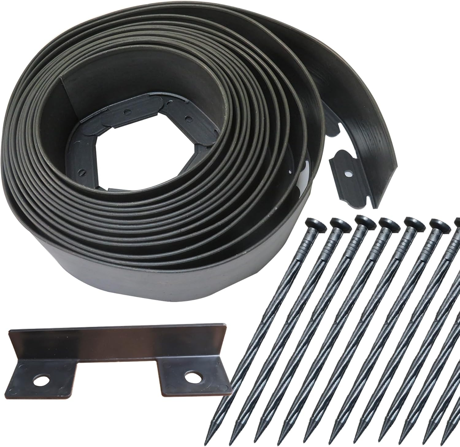 Garden Edge Landscape Edging Border No Dig, Mulch Border, Rubber Landscaping Edging, Flower Bed Edging Borders, Plastic Landscape Edging Kit, Yard Edging Borders (Black-33Feet-Tall Wall)