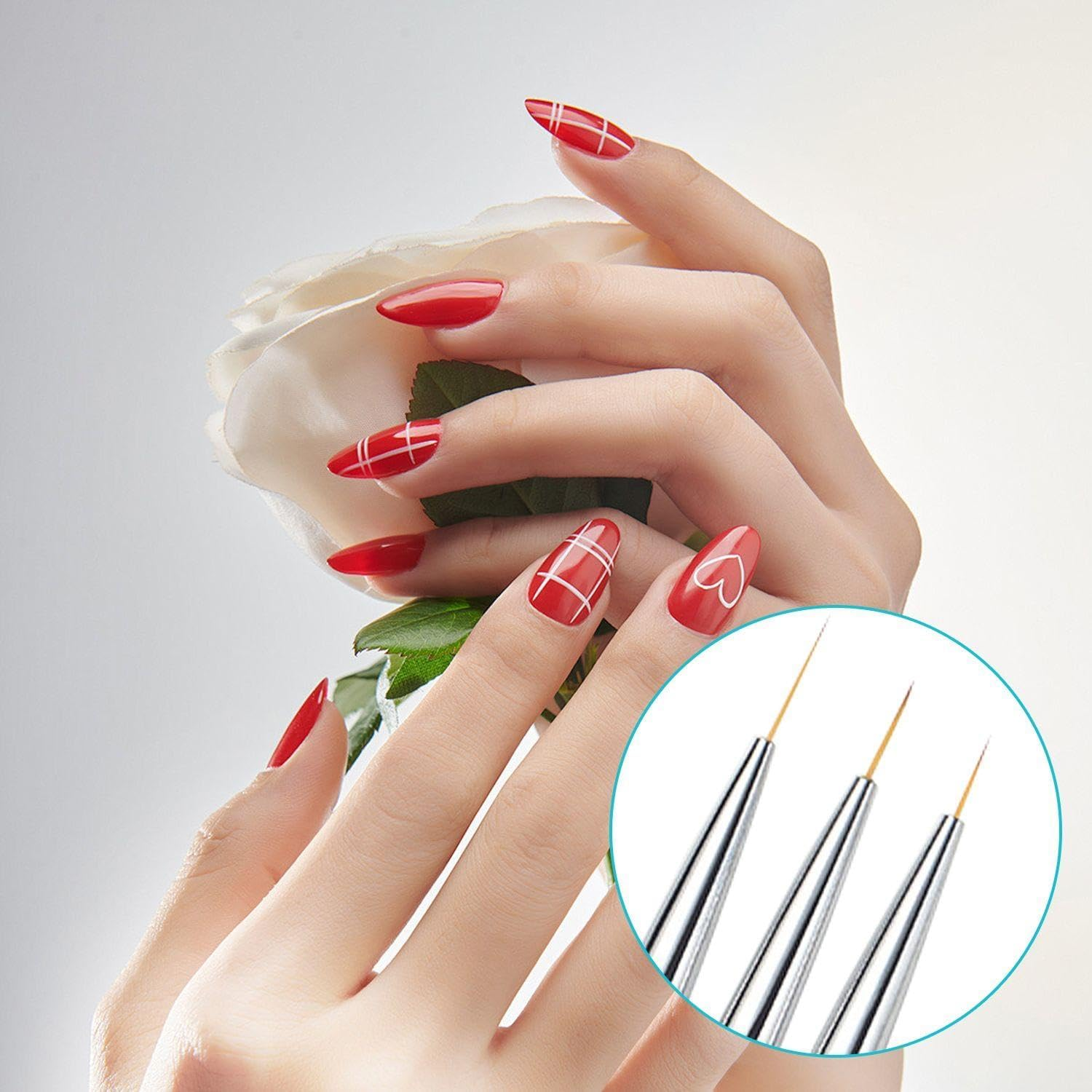 6 Fine Nail Art Brushes, 1 Acrylic Nail Art Brush Storage Rack, Nail Art Pens, DIY Nail Art Painting Accessories, Nail Art Tool Set image number 2