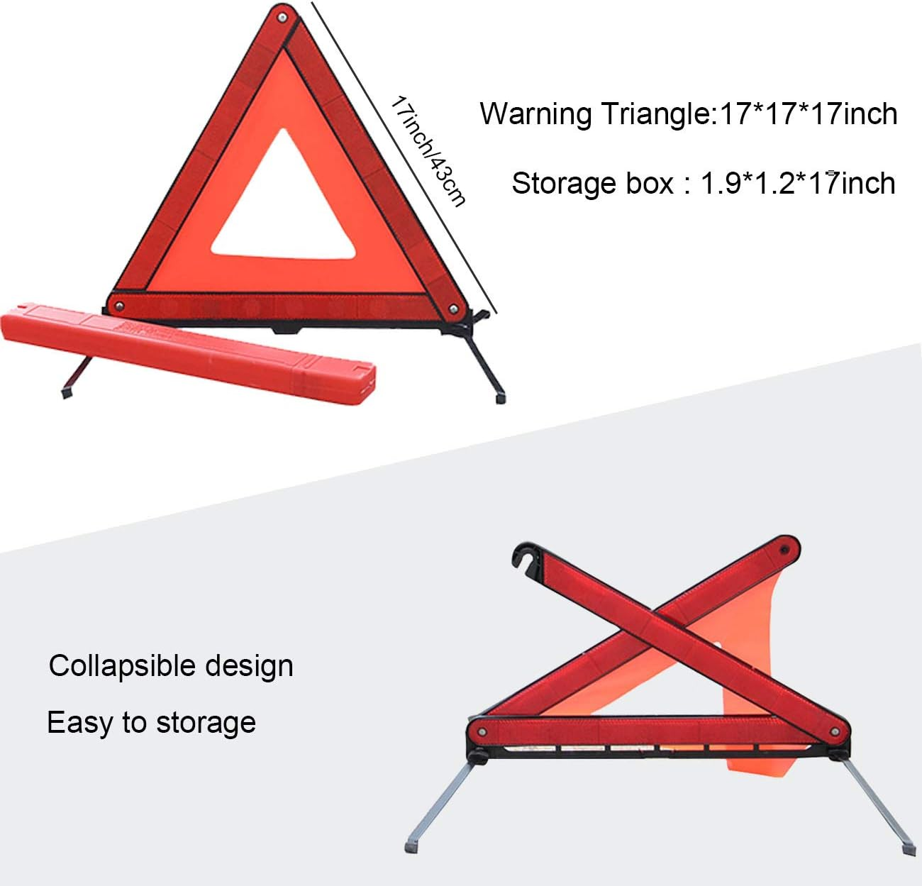 Warning Triangle Kit Foldable Safety Triangle Kit Car Emergency Roadside Kit with Warning Triangle and Reflective Safety Vest