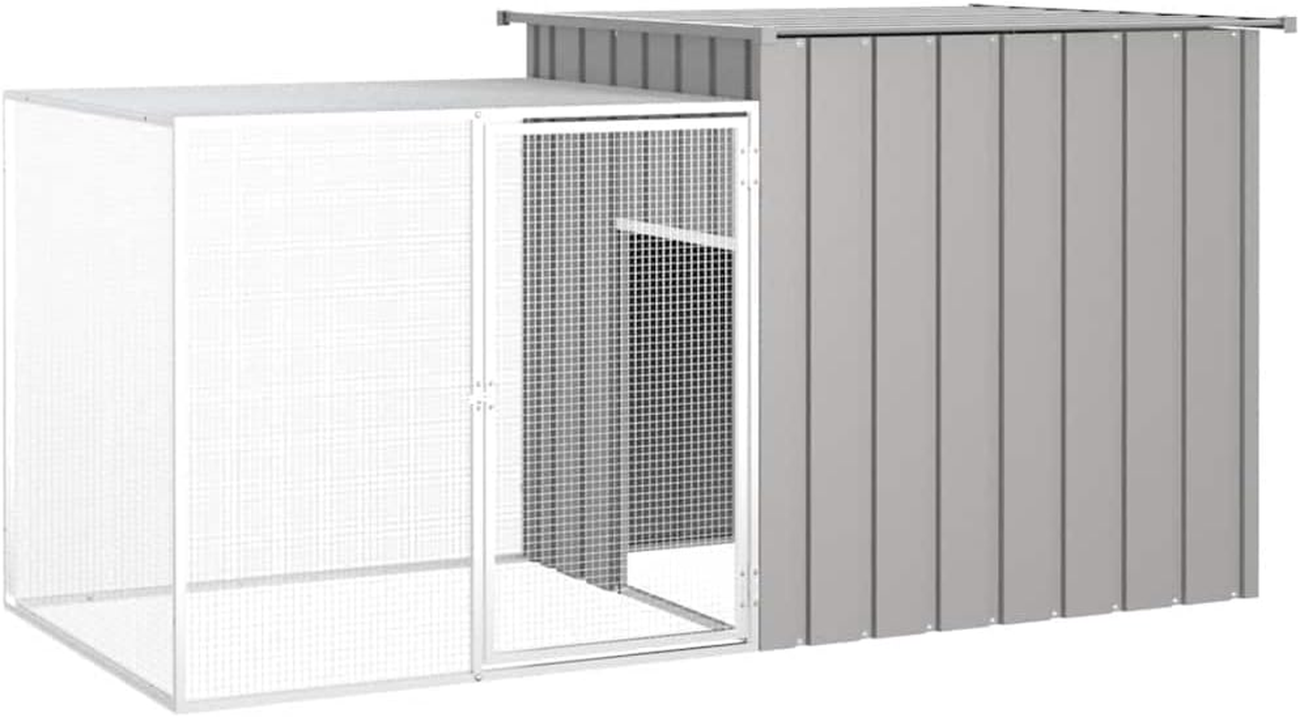 Rabbit Cage Grey 200X91X100 Cm Galvanised Steel Outdoor Pet House Small Animal image number 5