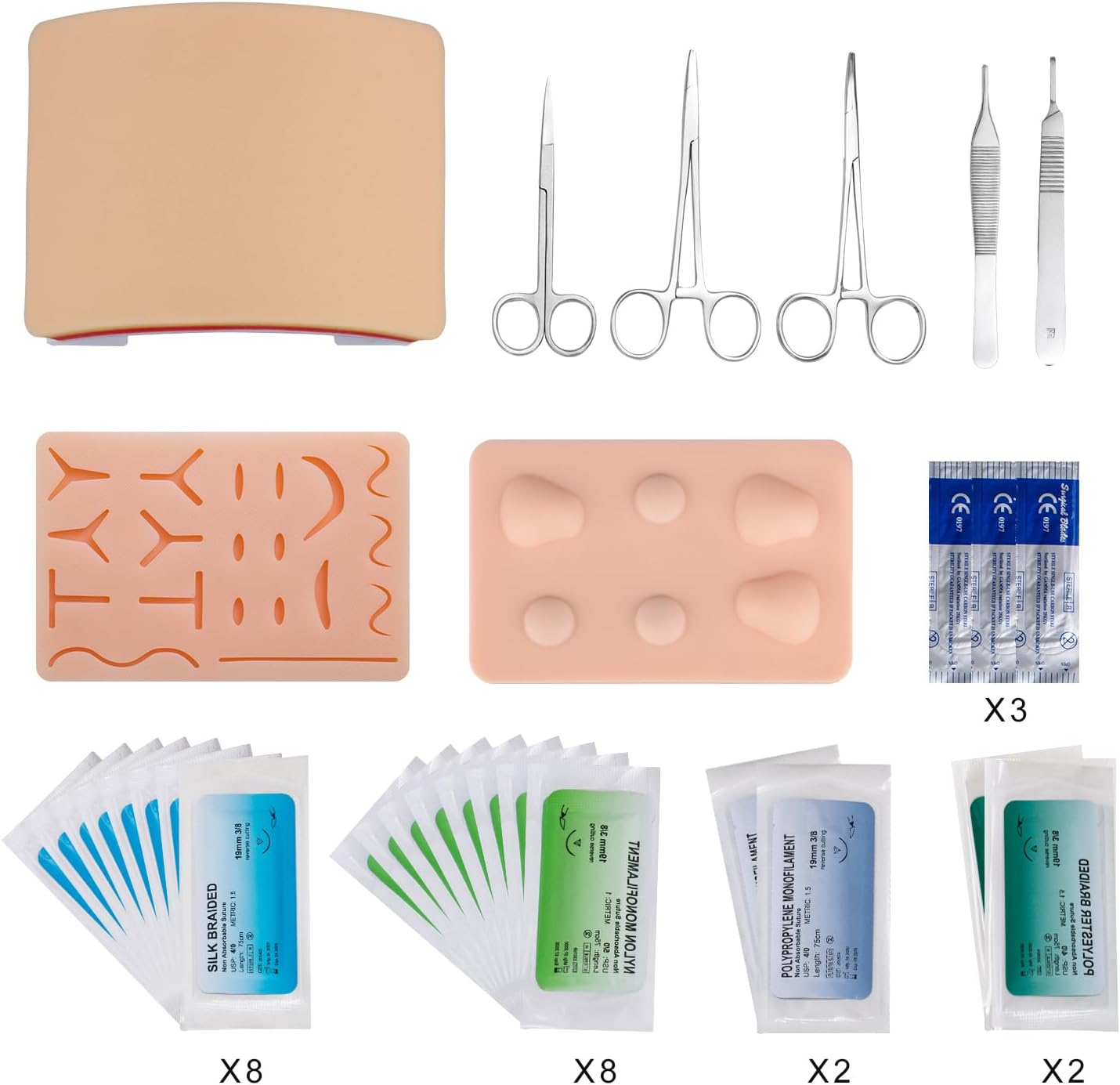 Medarchitect Premium Suturing Skill Trainer Including DIY Incision Suture Pad with Hook&Loop Replacement Design, 19 Pre-Cut Wounds Pad & Complete Tools for Advanced Suture Skill Practice Educational&hellip; image number 3