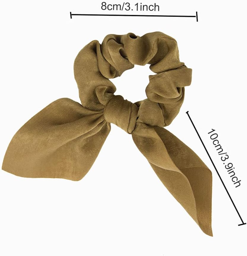 Pack of 10 Hair Bobbles Ponytail Holder Women Bow Hair Ties Rabbit Ear Hair Scrunchies Chiffon Ponytail Holder Hair Bows Ponytail Holder Hair Bobbles Ropes for Women or Girls (9 Colours)