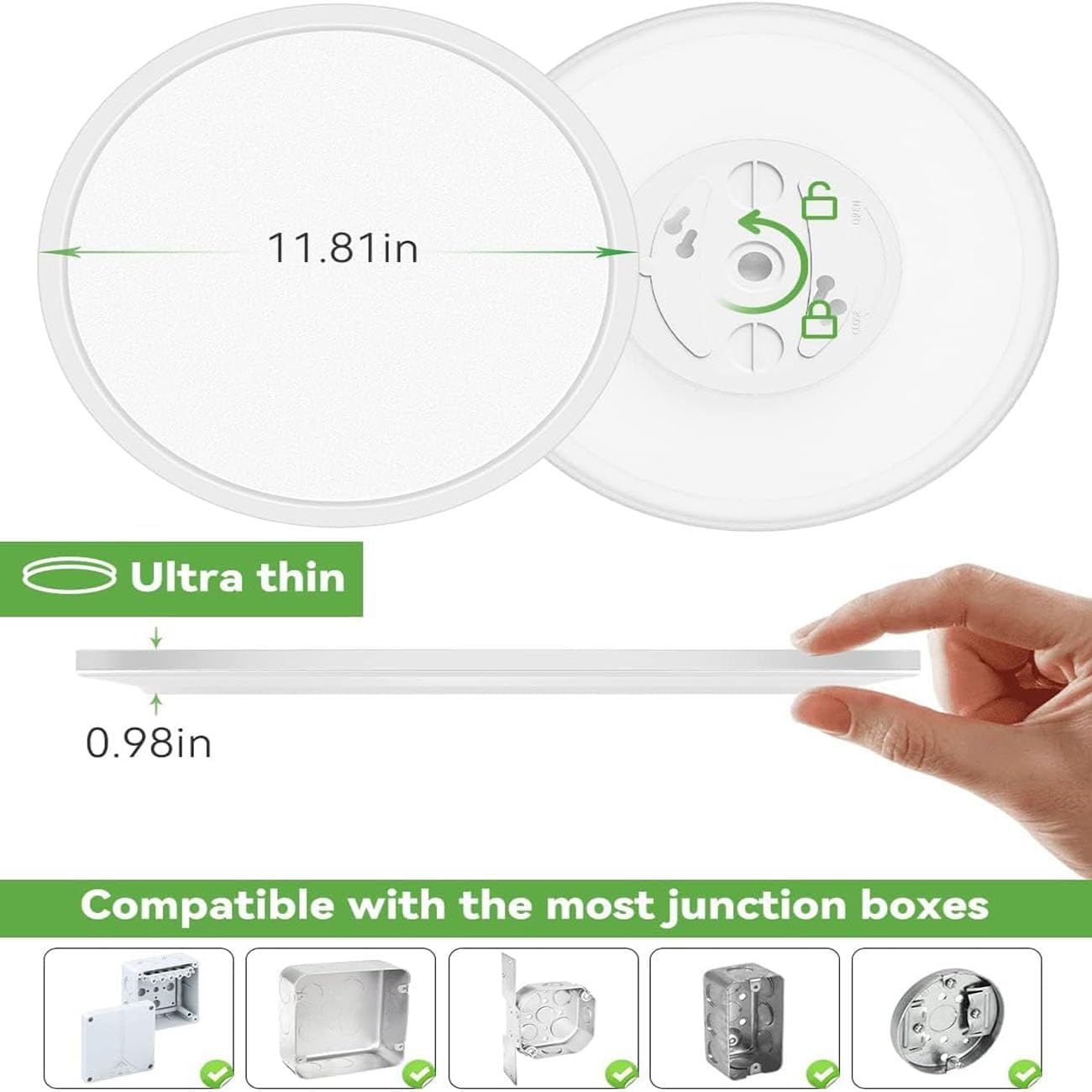 2 PCS LED Ceiling Light Fixture, 12 Inch 24W LED Flush Mount Ceiling Light 3000K/4000K/5000K Warm Neutral White Bright Ceiling Light Fixture for Bedroom Kitchen Hallway image number 5