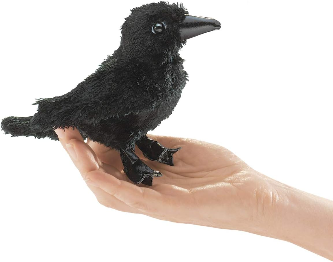 Folkmanis Mini Raven Finger Puppet image number 1